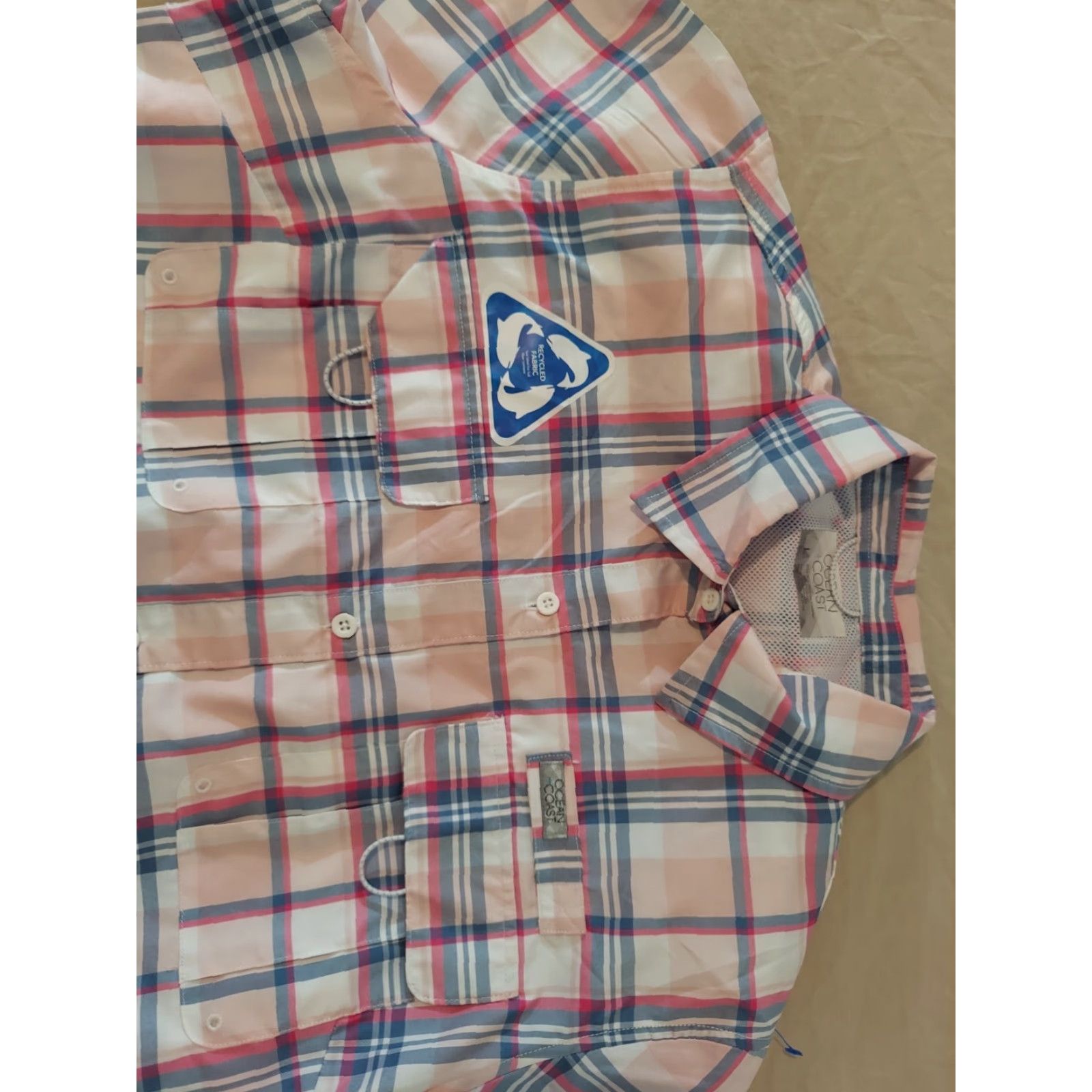 Vintage Womens Ocean & Coast Plaid Dress Shirt L Large Pink Button-Up Outdoor Cotton Size L / US 10 / IT 46 - 2 Thumbnail