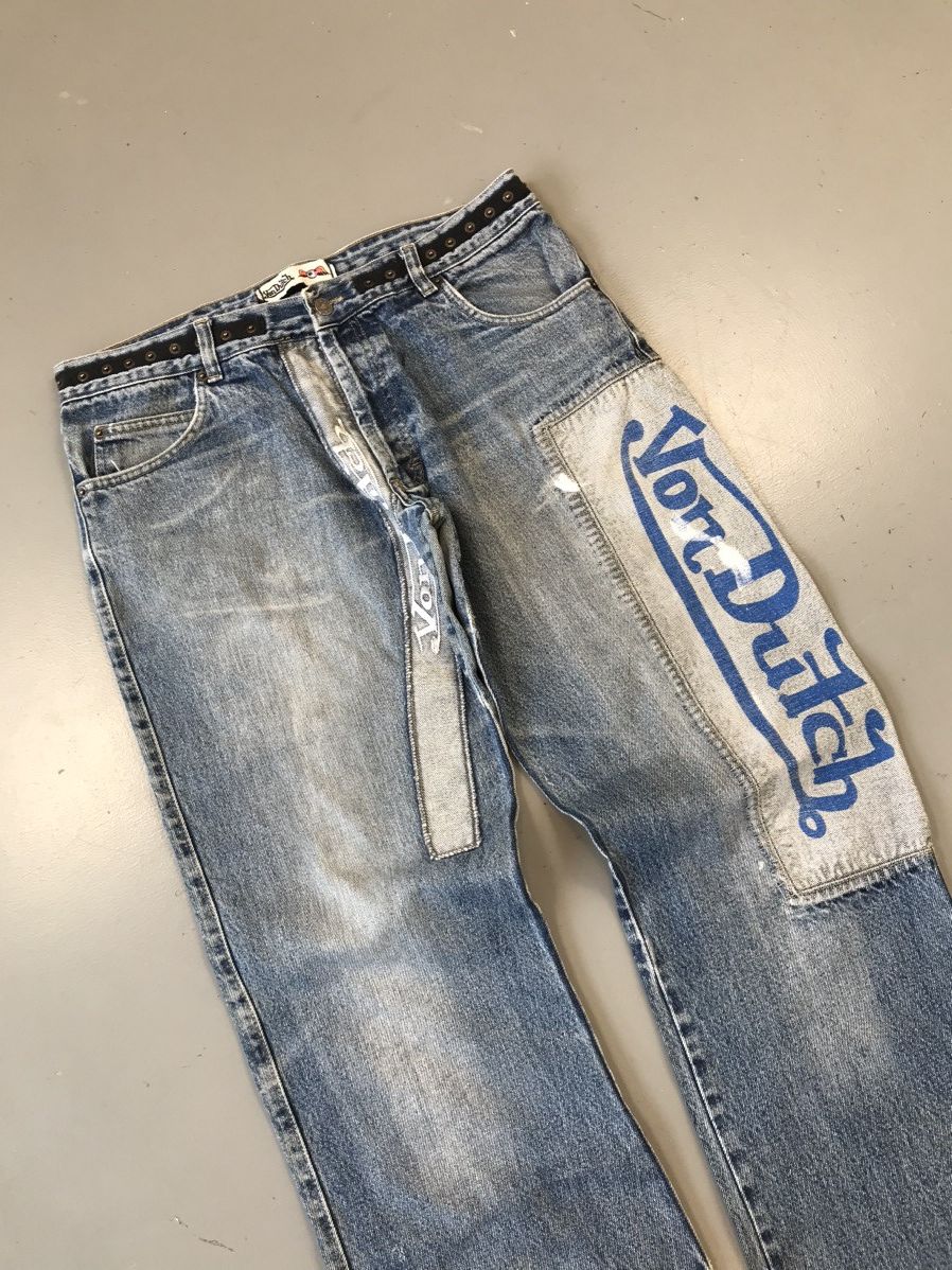 Vintage Super rare van Dutch 👀 printed spellout embroidered denim Size US 35 - 3 Thumbnail