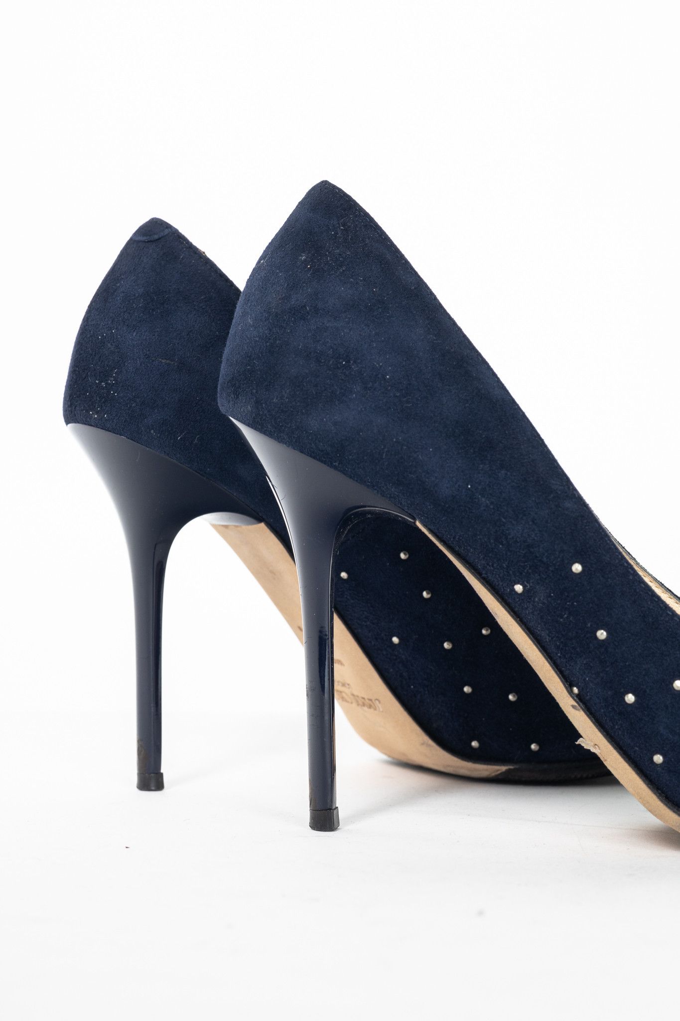 Jimmy Choo Jimmy Choo Abel Navy Suede Rhinestone-Embellished Pumps Size US 7 / IT 37 - 8 Thumbnail