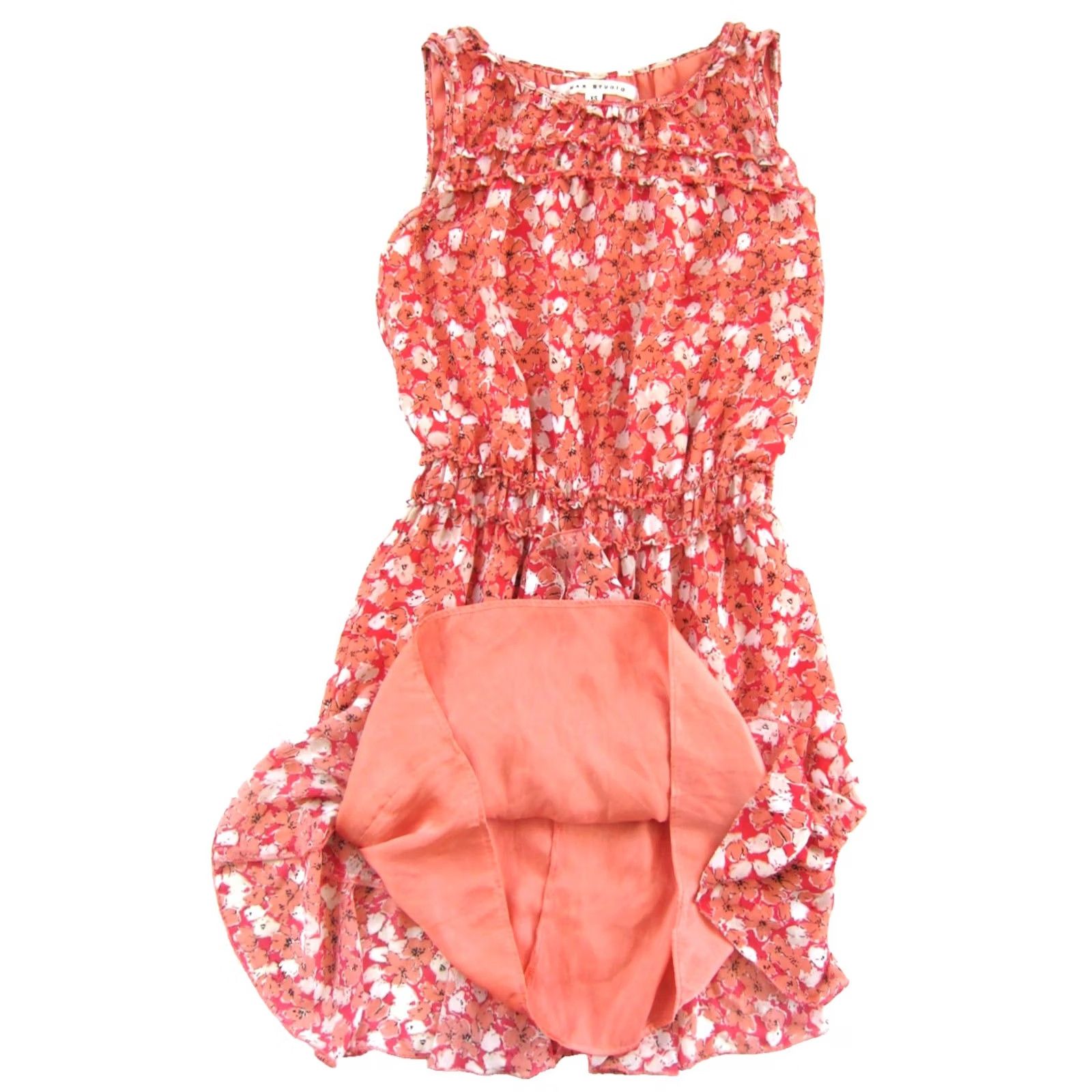 Vintage Max Studio Pink White Floral Sleeveless Ruffle Sheath XS Dress Woman Size XS / US 0-2 / IT 36-38 - 5 Thumbnail