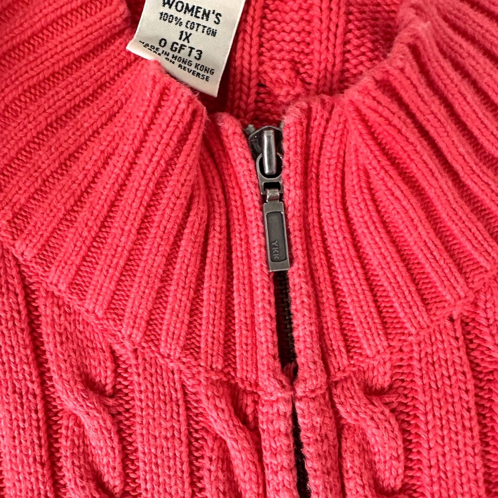Vintage VINTAGE L.L. Bean Sweater Womens Plus Size 1X Pink Zip Up Fisherman Knit Casual 80s 90s Womens Size XL / US 12-14 / IT 48-50 - 5 Thumbnail