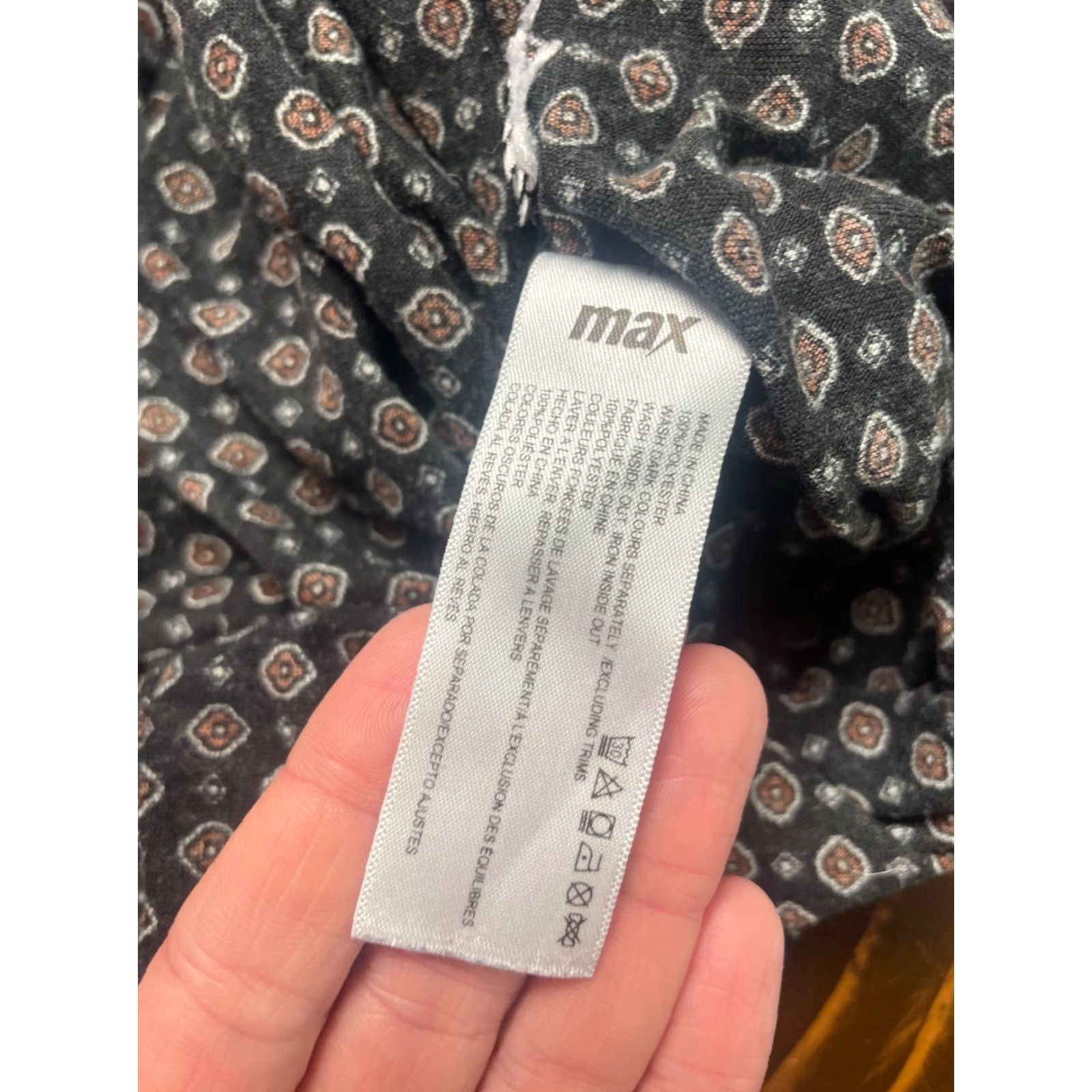 Vintage MAX Shirt Womens UK 16 Black Brown Floral Long Sleeve 1/4 Button Pocket Size XXL / US 16-18 / IT 52-54 - 6 Thumbnail
