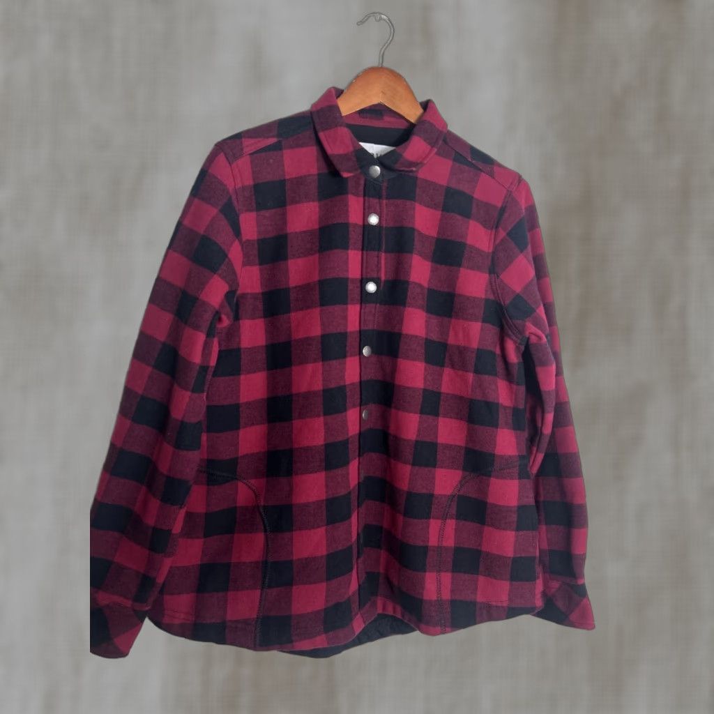 Orvis Orvis Women’s Fleece Lined Shirt Red Plaid Jacket L Snap Front Pockets Size L / US 10 / IT 46 - 1 Thumbnail