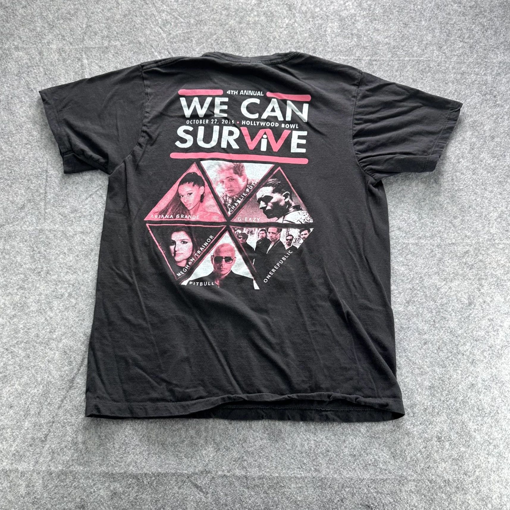 Vintage We Can Survive 2016 Concert Shirt Mens Large Black Ariana Grande G-Eazy Tee T-Shirt Graphic Print Crew Neck Short Sleeve Music Event Vintage No N/A Size US L / EU 52-54 / 3 - 6 Thumbnail