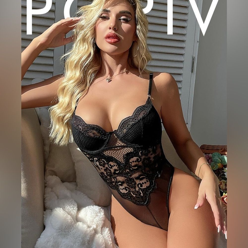 Non Signe Unsigned Popiv Sexy One Piece Smashed Teddy Lingerie Size Small in Black, Women's