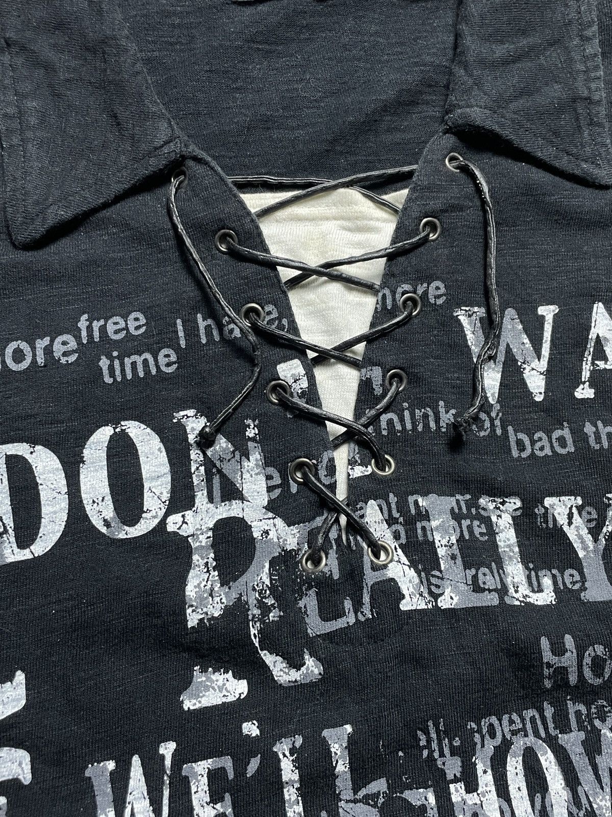 14th Addiction 2000’s T3D - Lace Up Poem Double Layer Vkei Style Longsleeve Size US L / EU 52-54 / 3 - 14 Thumbnail