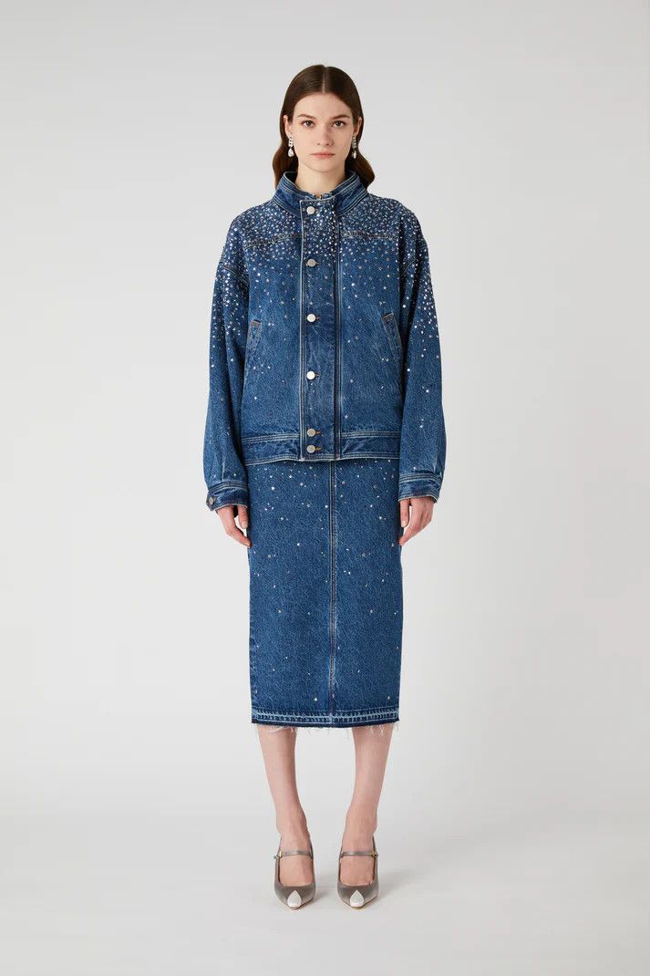 Alessandra Rich o1s22i1n0225 Denim Midi Skirt in Blue Size 25" / US 0 / IT 36 - 3 Thumbnail