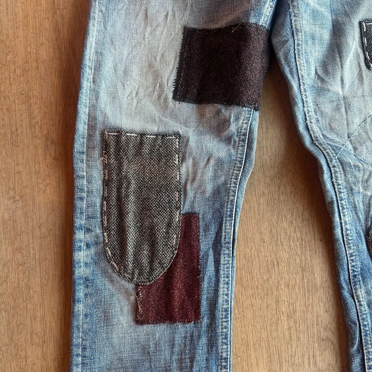 FDMTL RARE💥FDMTL BORO SASHIKO PATCHWORK DENIM PANTS/JEANS W32 L31 Size US 32 / EU 48 - 8 Thumbnail