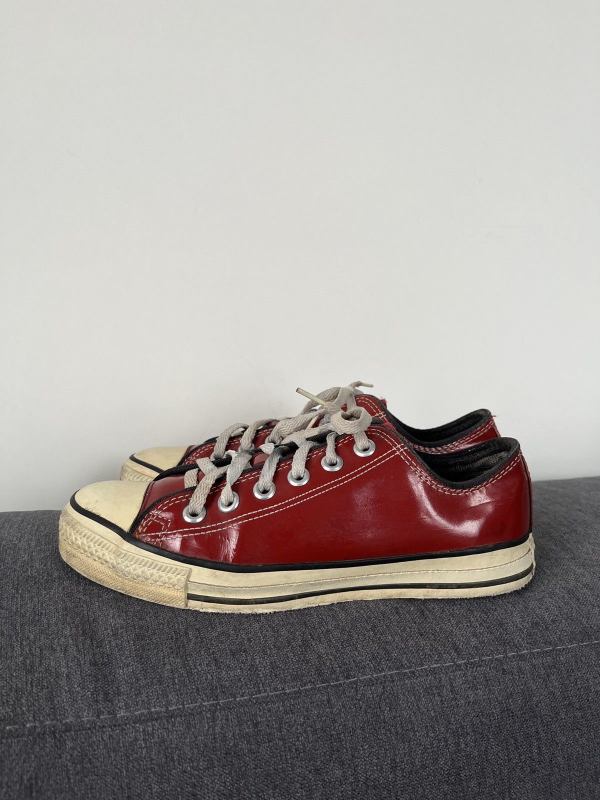 Converse × Vintage 90's Made in USA Converse Red Glossy Patent Leather Sneakers Size US 5.5 / IT 35.5 - 1 Thumbnail