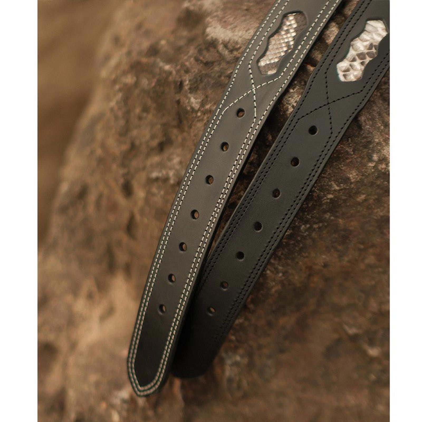 Leather Full Grain Cowhide Belt – Hollow Python, Brass Buckle Size ONE SIZE - 5 Thumbnail