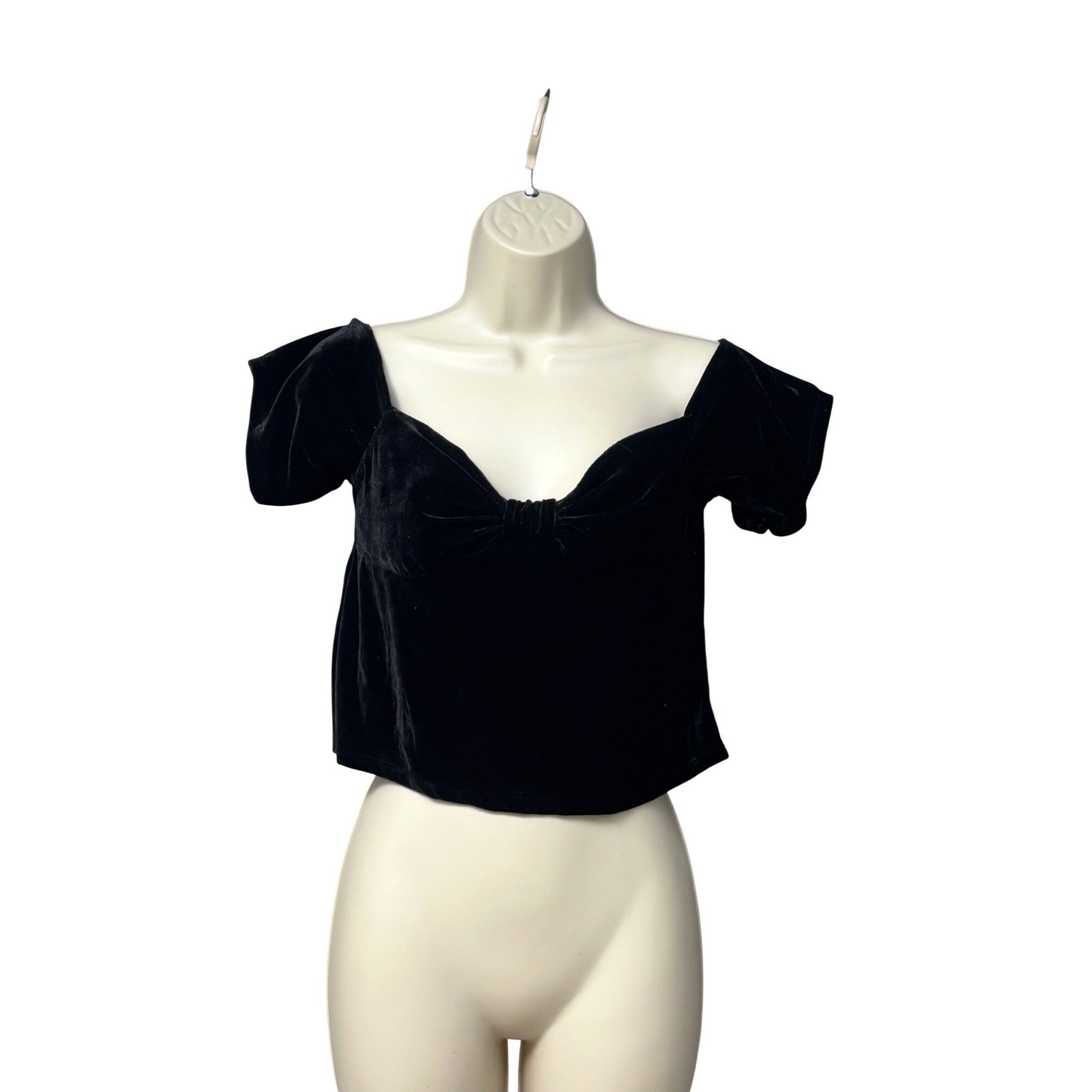 Other Sincerely Jules Velvet Off-Shoulder Cropped Top With Bow Det Size L / US 10 / IT 46 - 10 Thumbnail