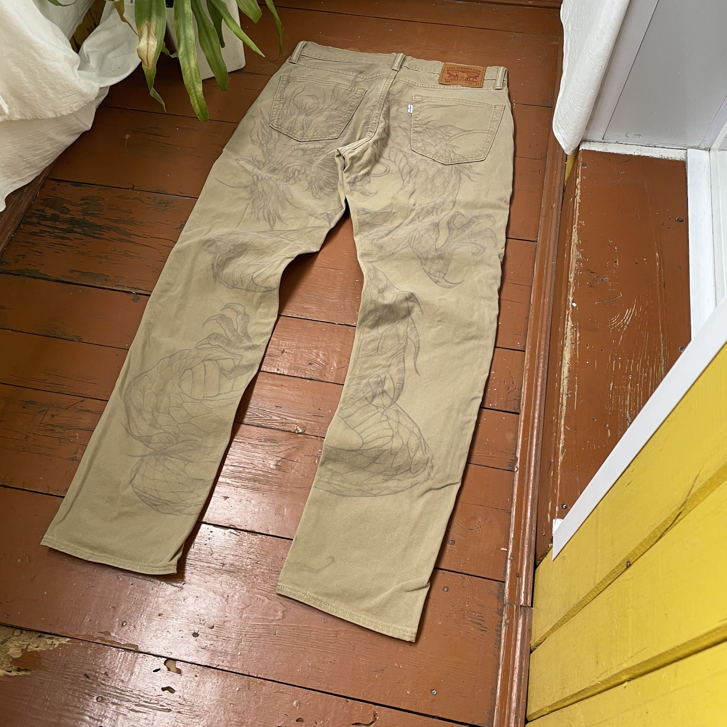 Levi's Custom Levi's pants Dragon Japanese style opium y2k faded Size US 33 - 4 Thumbnail