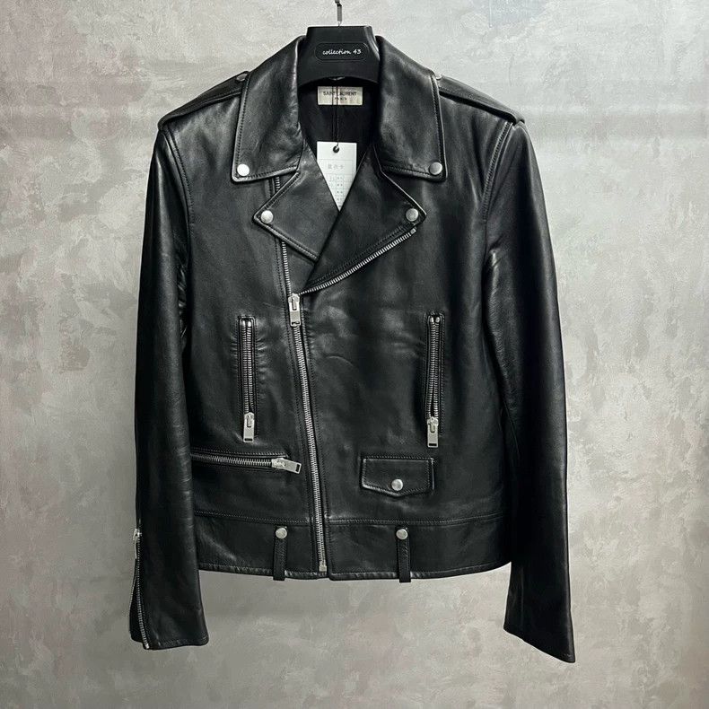 Saint Laurent Black Leather Moto Jacket