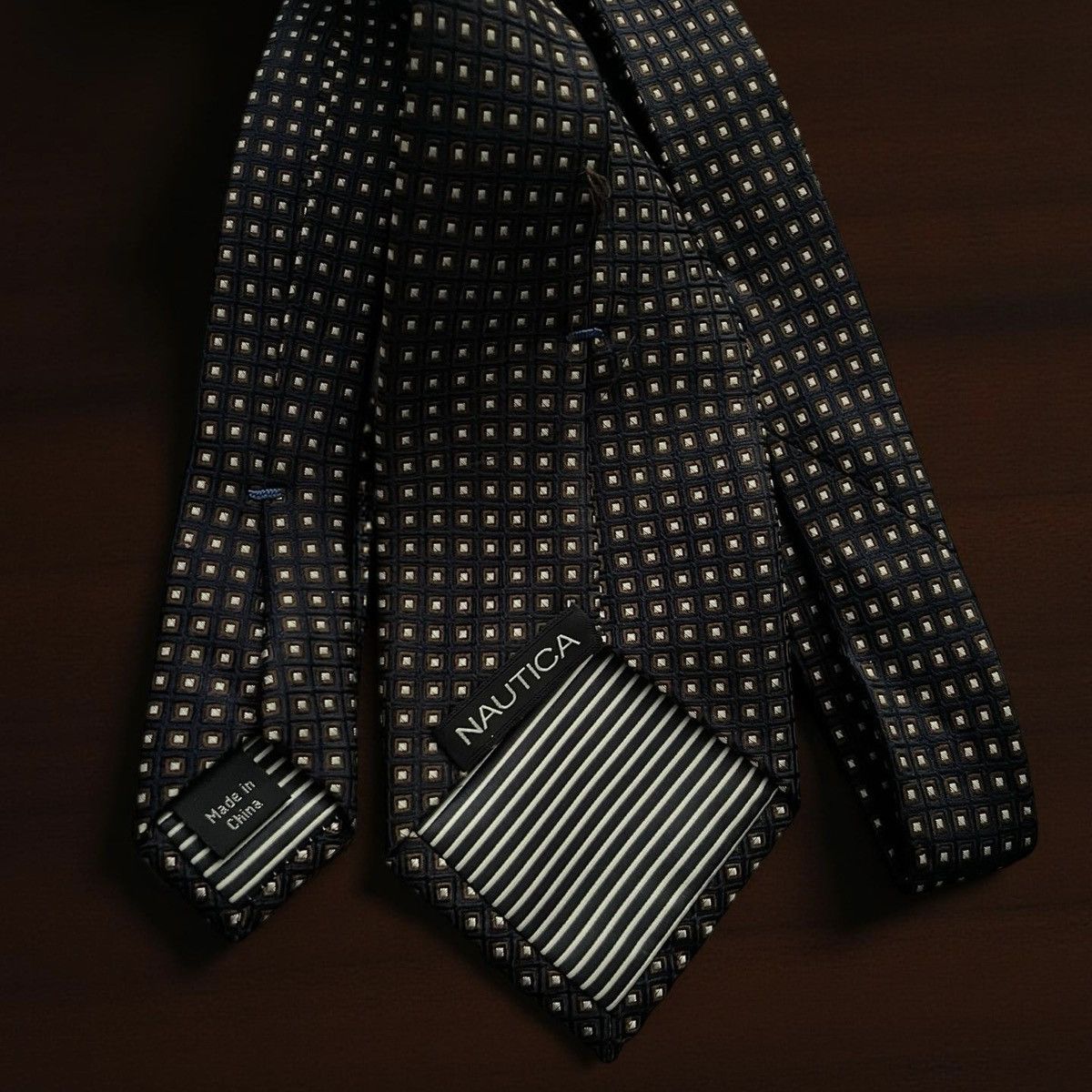 Nautica Vintage Nautica Neck Tie in Navy, Brown, and Gold tie Size ONE SIZE - 3 Thumbnail