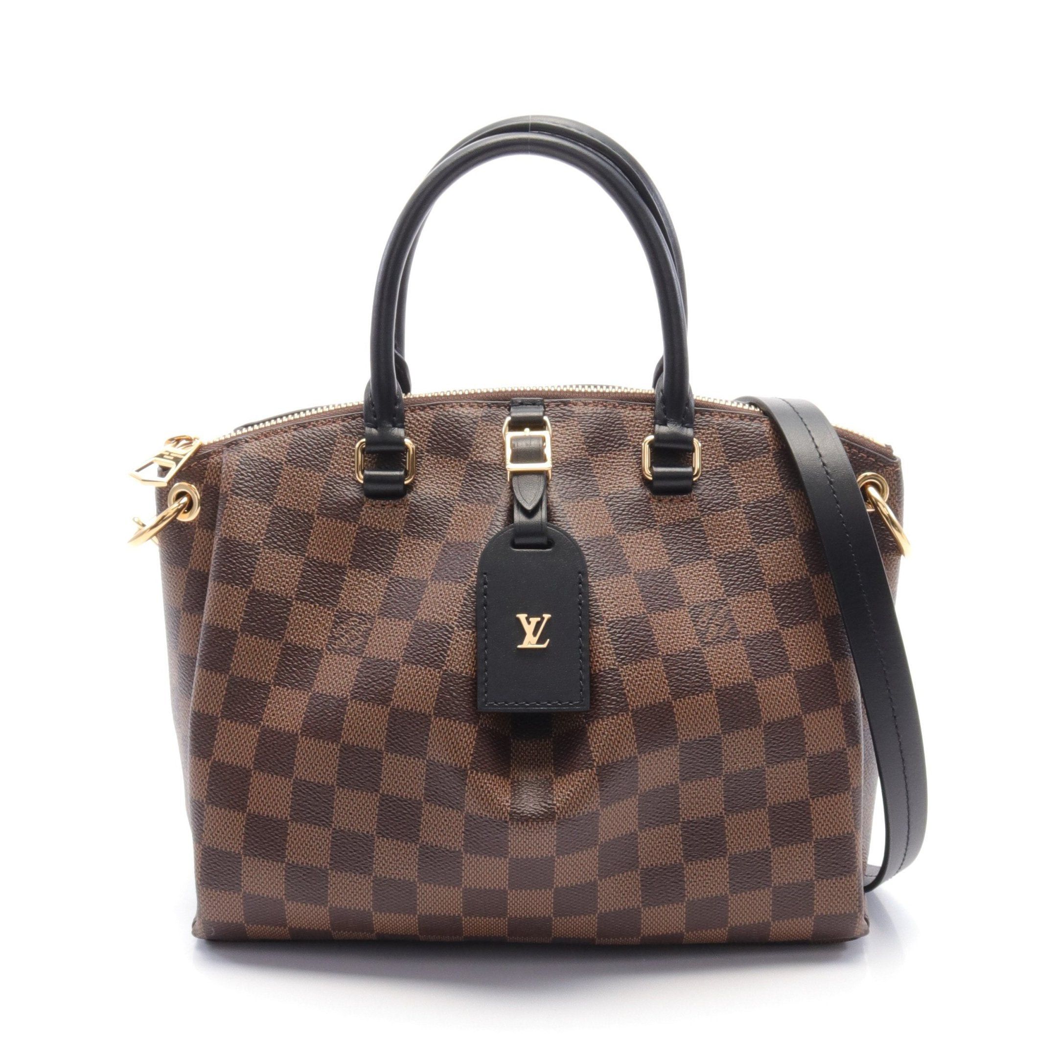 Louis Vuitton Odeon Tote Pm Damier Ebene Handbag Leather Brown Black