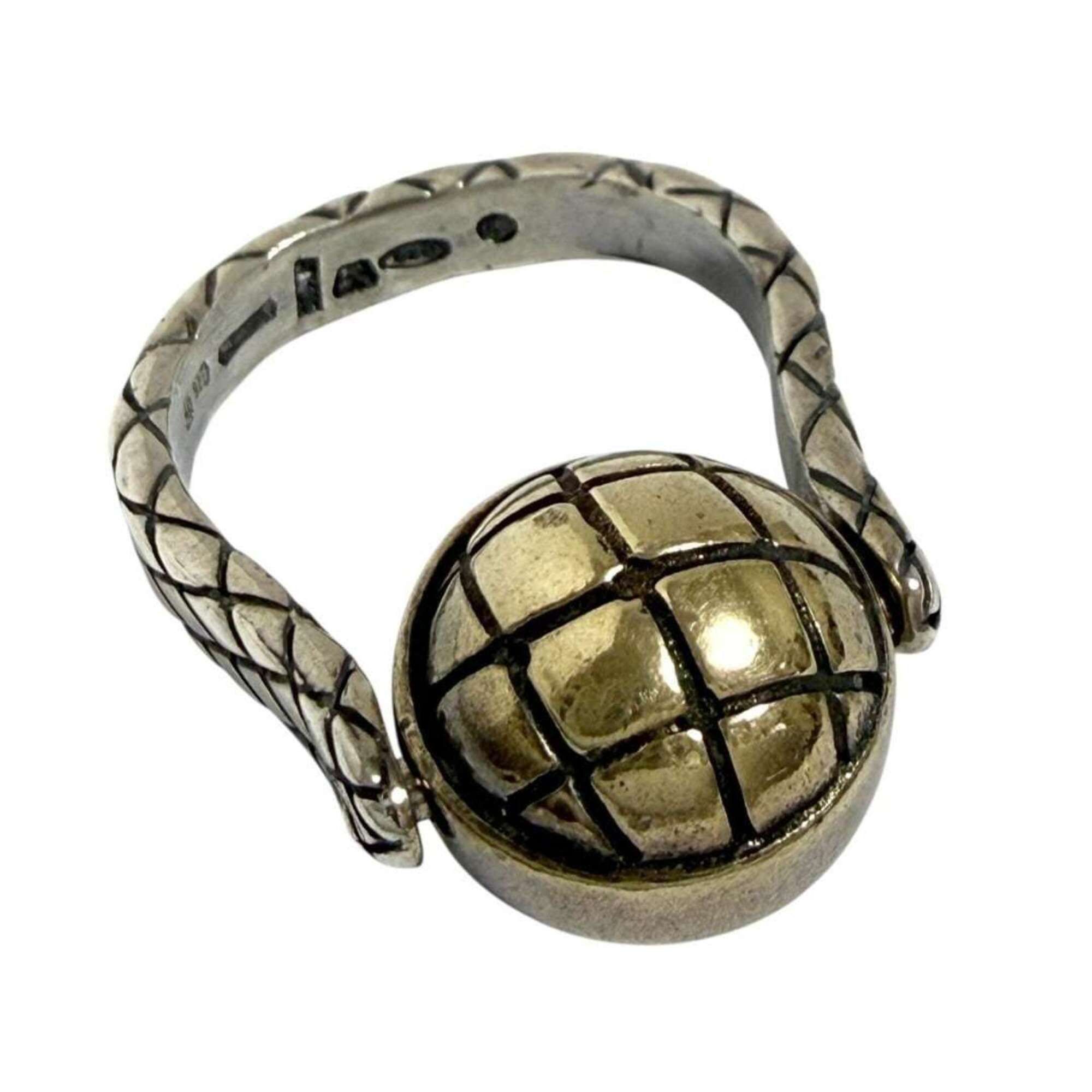Bottega Veneta Bottega Veneta Men's Intrecciato Ball Ring, Size 20, Silver Size ONE SIZE - 1 Thumbnail
