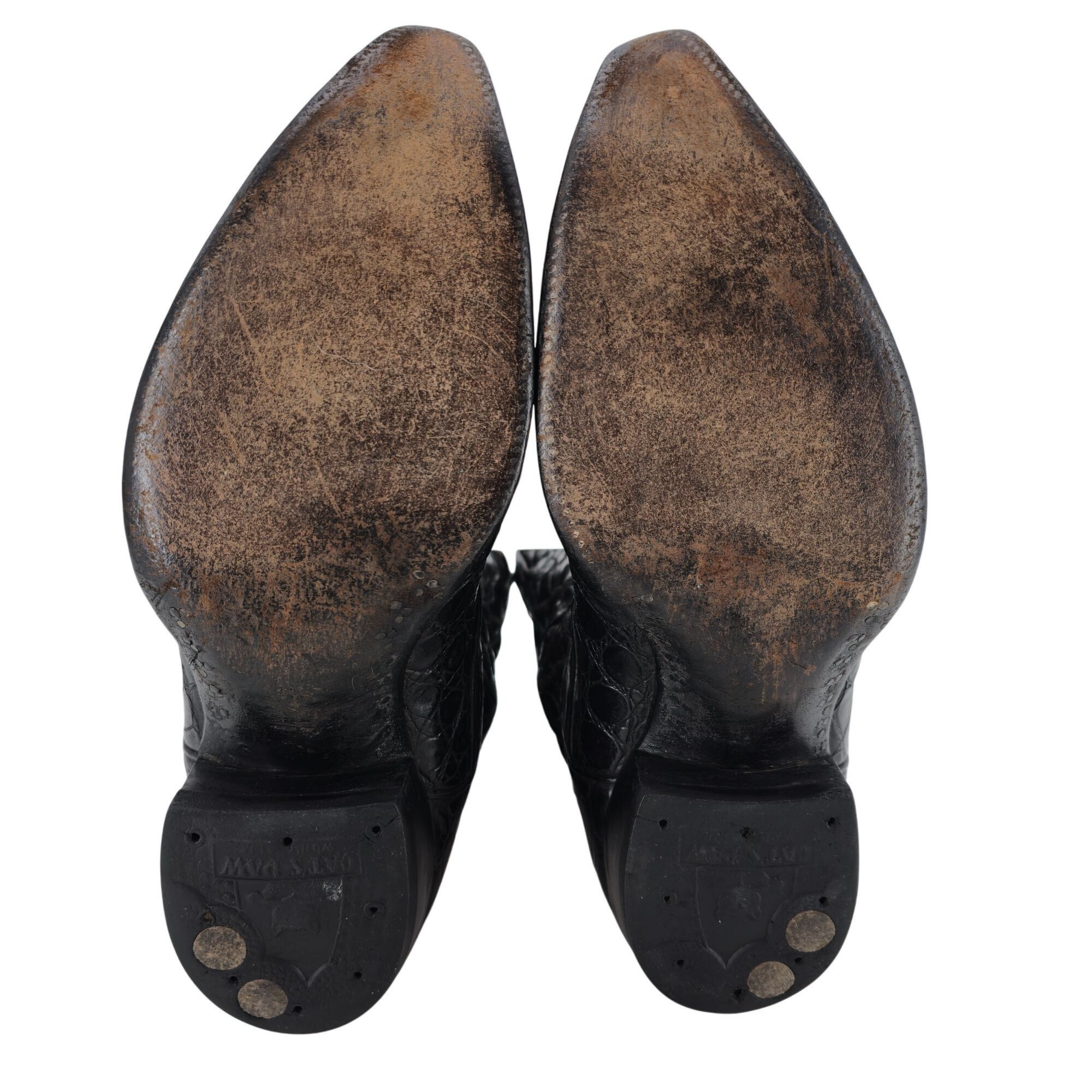 Tony Lama Vintage 1950s Full Alligator Tony Lama Men 8D Black Leather Size US 8 / EU 41 - 5 Thumbnail