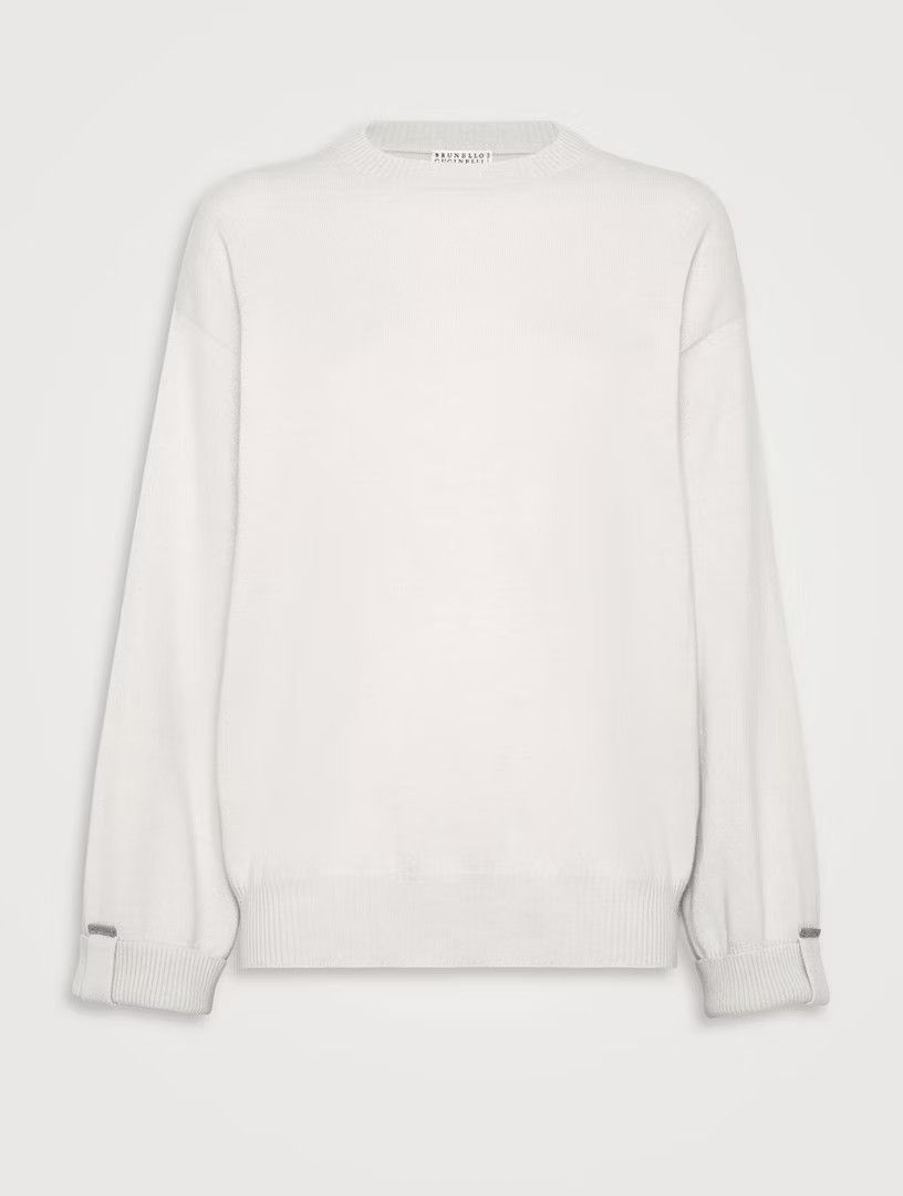 Brunello Cucinelli o1la1rc1a0325 Cashmere Sweater in Ivory Size L / US 10 / IT 46 - 1 Thumbnail