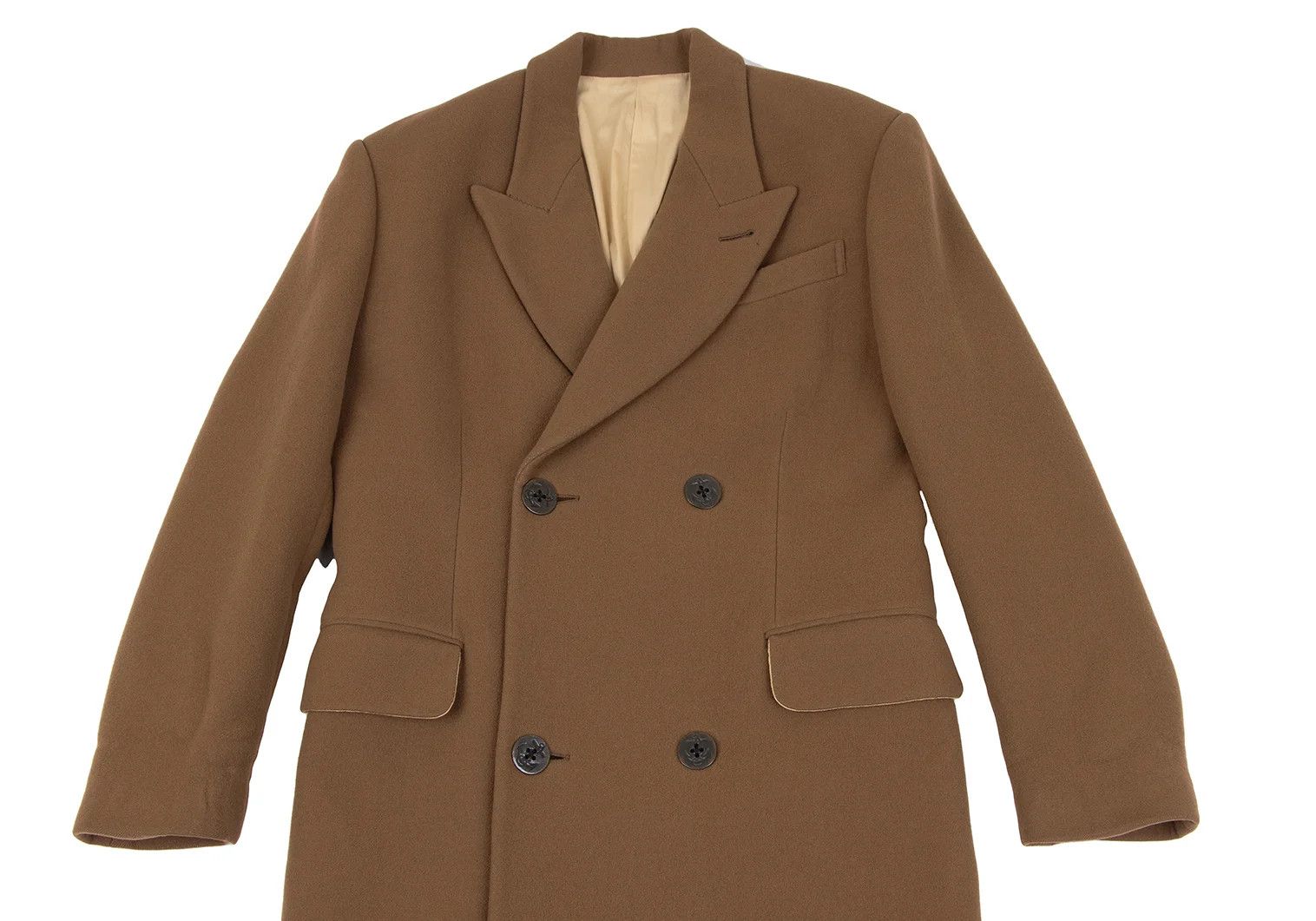 Jean Paul Gaultier Wool Melton Peak Lapel P Coat in Camel Size 50 Size US M / EU 48-50 / 2 - 2 Thumbnail
