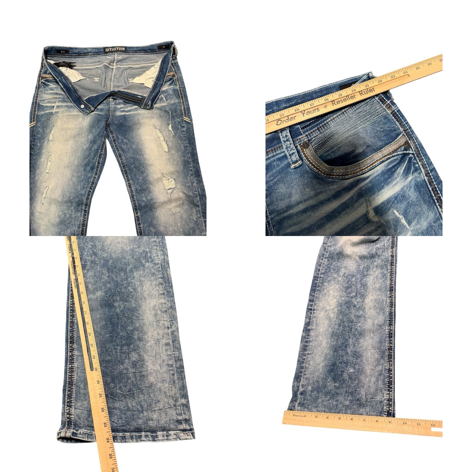 Affliction VINTAGE Affliction Ace Denim Jeans Distressed Blue 42x34 Jeans Men Big & Tall 5-Pocket Embroidered Denim Baggy? Size US 42 / EU 58 - 9 Thumbnail