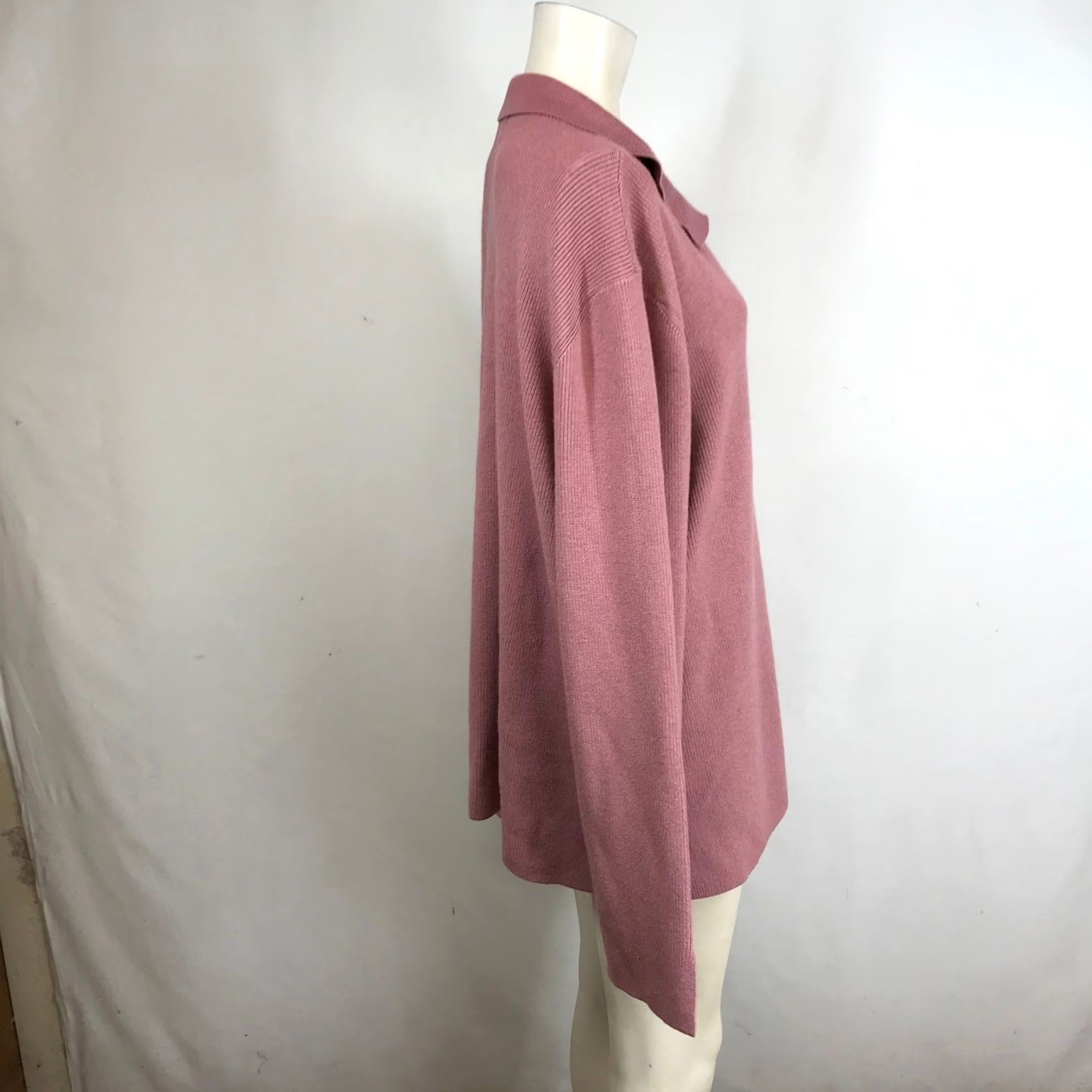 Vintage FIRST LOVE BY LOVELYN Dusty Rose Ribbed Collared Long Sleeve Sweater 3X Size XXL / US 16-18 / IT 52-54 - 4 Thumbnail
