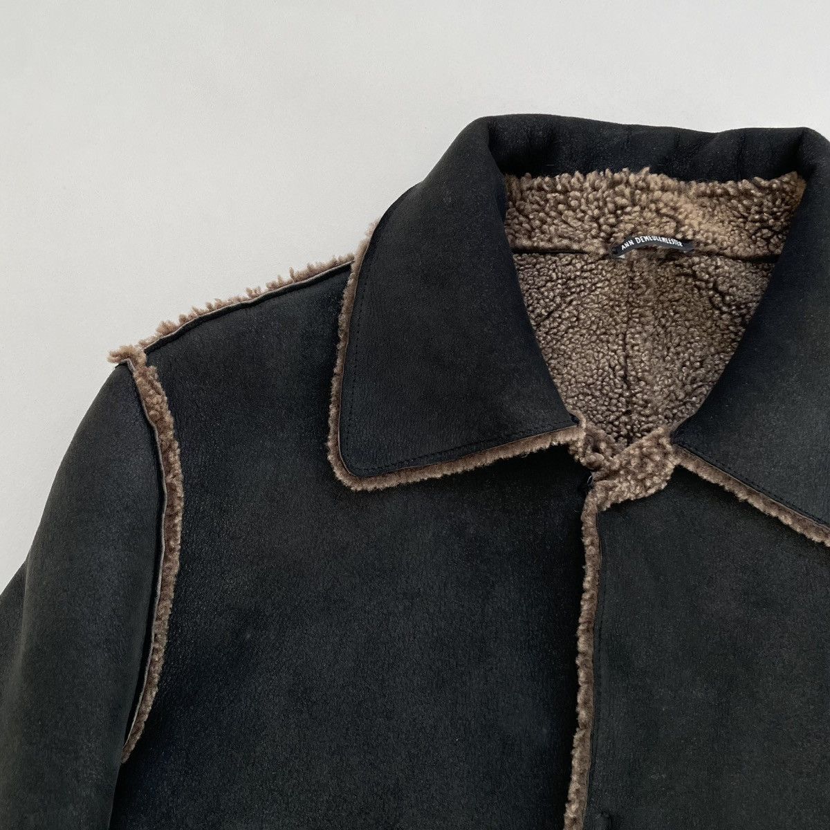 Ann Demeulemeester Early 2000s Black/Brown Shearling Jacket Size US M / EU 48-50 / 2 - 4 Thumbnail