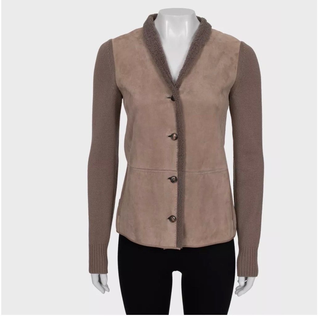 Loro Piana Loro Piana Luxe Brown Lambskin & Cashmere Cardigan Sz.40\S Size S / US 4 / IT 40 - 1 Thumbnail