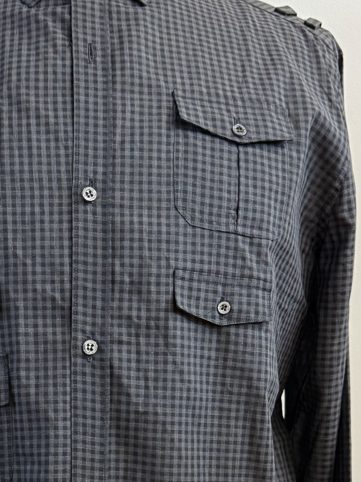 Neil Barrett NEIL BARRETT Military Utility Shirt-Dark Charcoal Gingham XL Size US XL / EU 56 / 4 - 6 Thumbnail