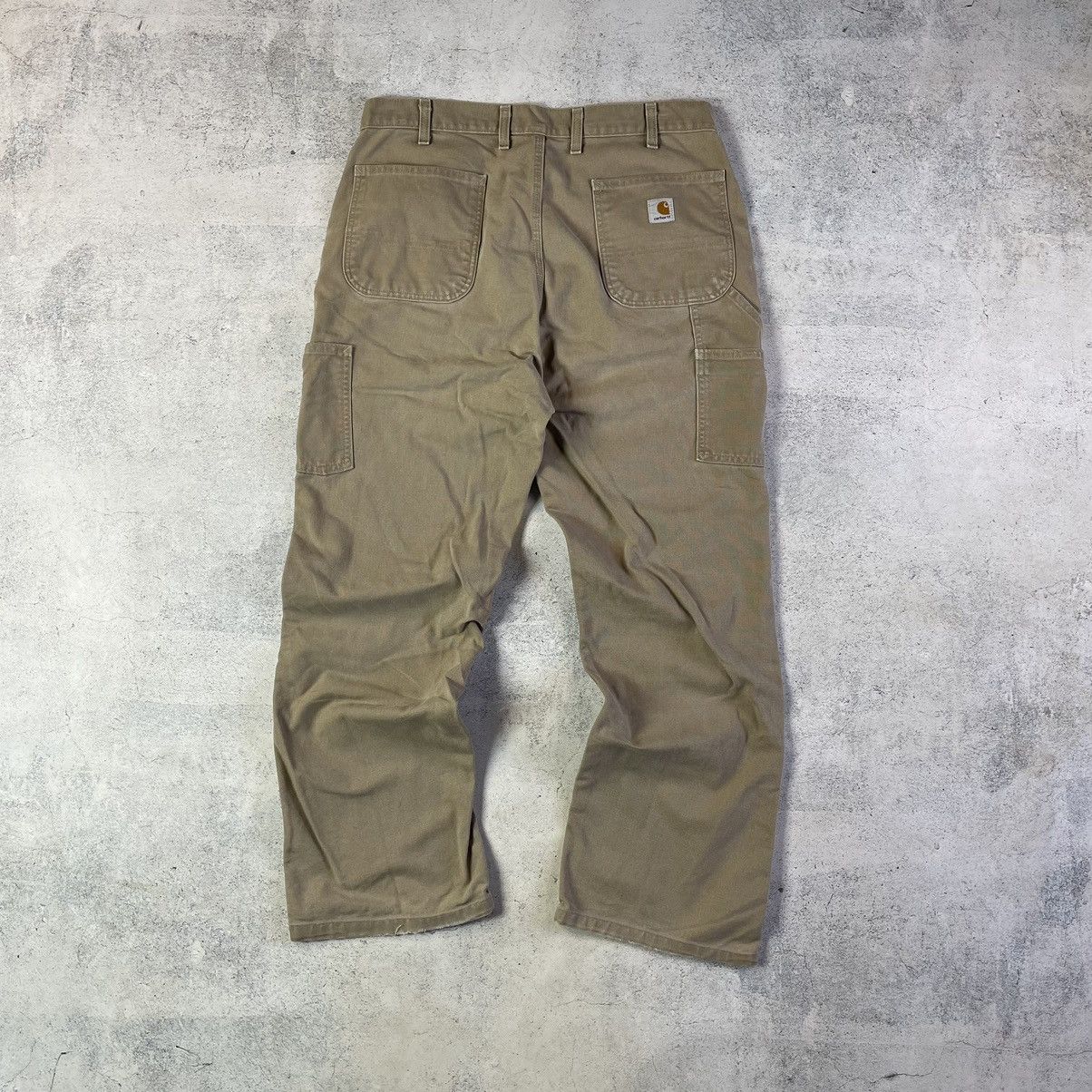 Carhartt × Vintage VTG CARHARTT BEIGE CANVAS DOUBLE KNEE CARPENTER PANTS Size US 34 / EU 50 - 11 Thumbnail