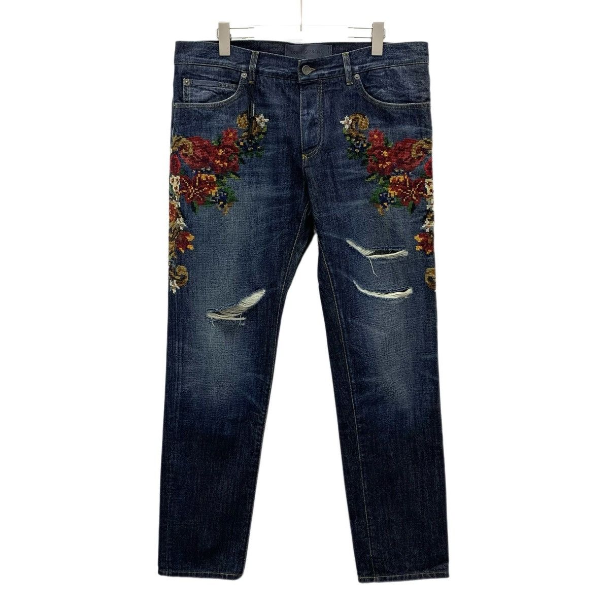 Dolce & Gabbana Dolce & Gabbana Dark Blue Distressed Denim Pants K26WX Size US 36 / EU 52 - 1 Thumbnail