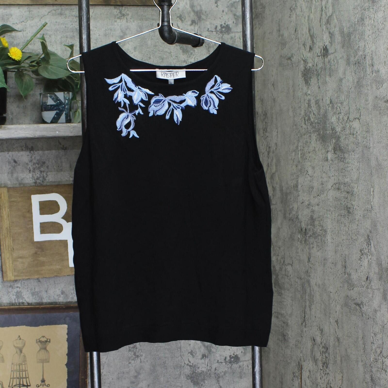 Other Nwt Kasper Womens Embroidered Knit Top 10924833 Black Xl Size XL / US 12-14 / IT 48-50 - 1 Thumbnail