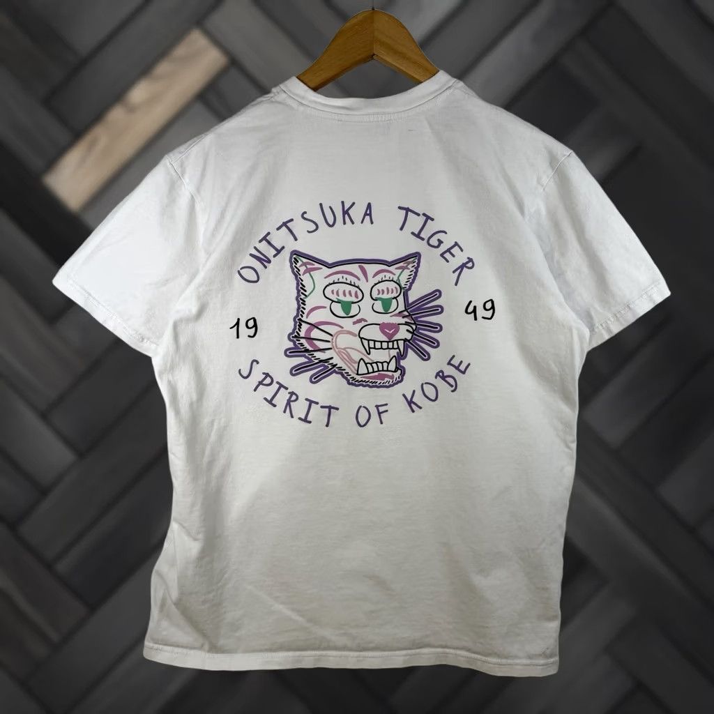 Onitsuka Tiger Onitsuka Tiger T-Shirt Mens Large White Cotton Graphics Spirit of Kobe Neon Size US L / EU 52-54 / 3 - 1 Thumbnail