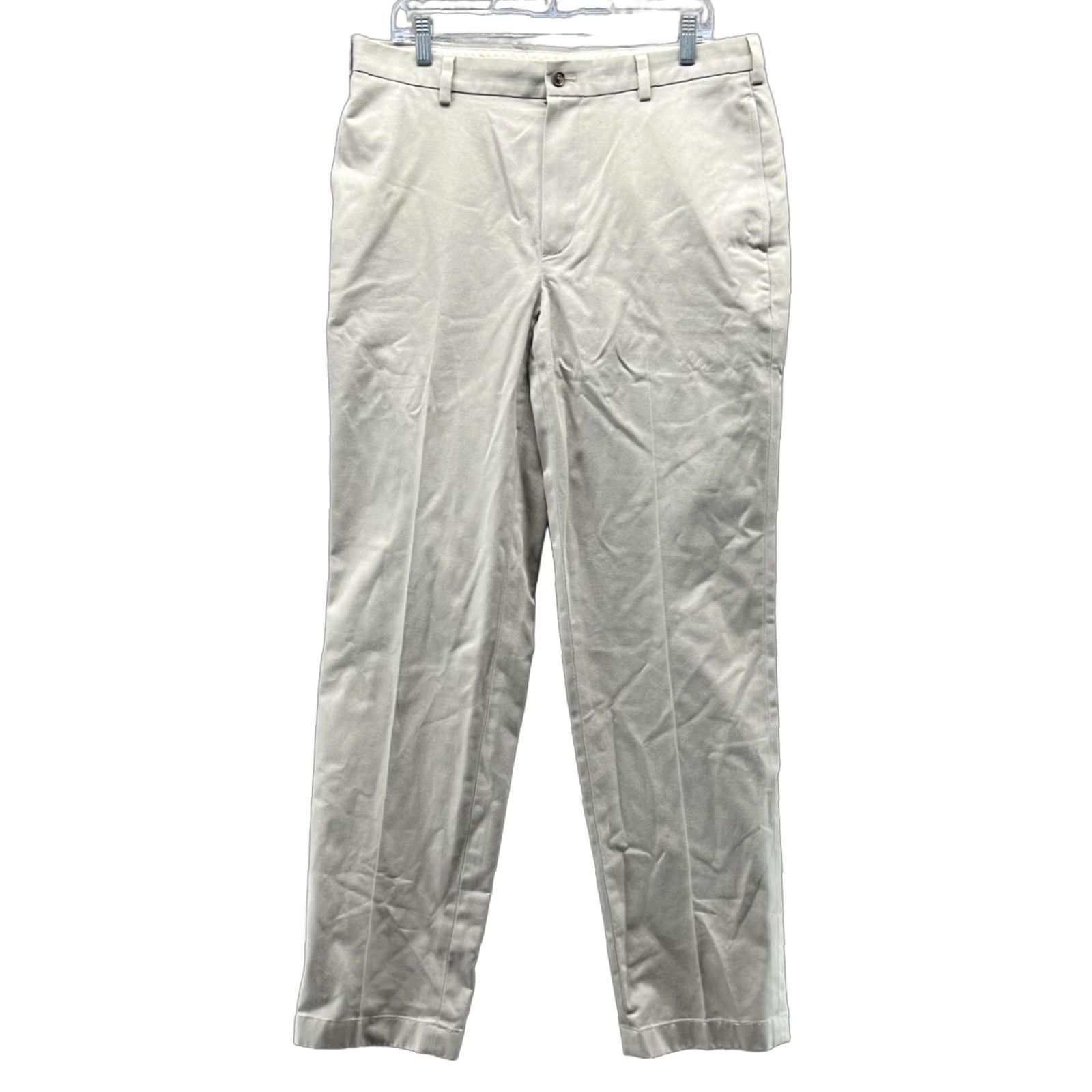 Brooks Brothers VINTAGE Brooks Brothers Pants Men 35x34 Chino Beige Tan Pleated Satin Button Pocket Regular Straight Clark Fit Size US 35 - 1 Thumbnail