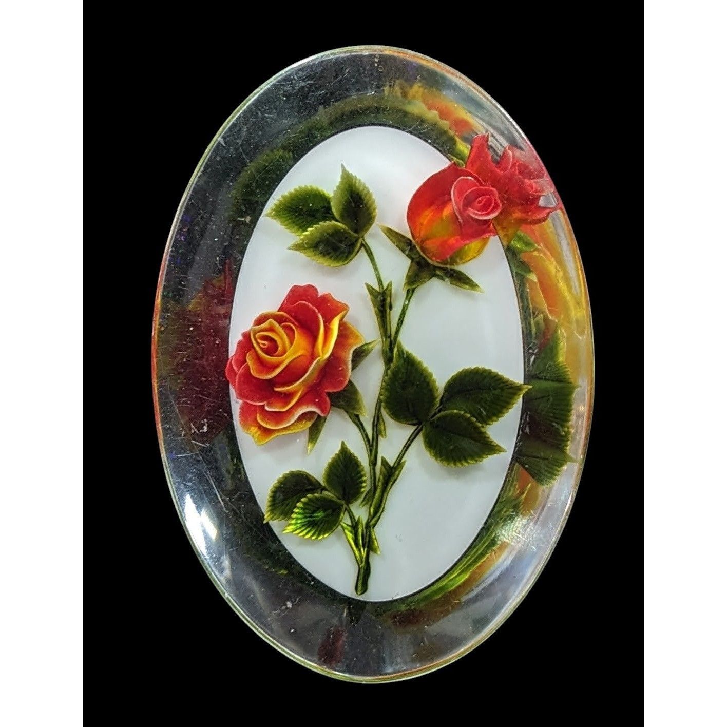 Other Vintage Gem-Tone Rose Carved Lucite Brooch Size ONE SIZE - 1 Thumbnail