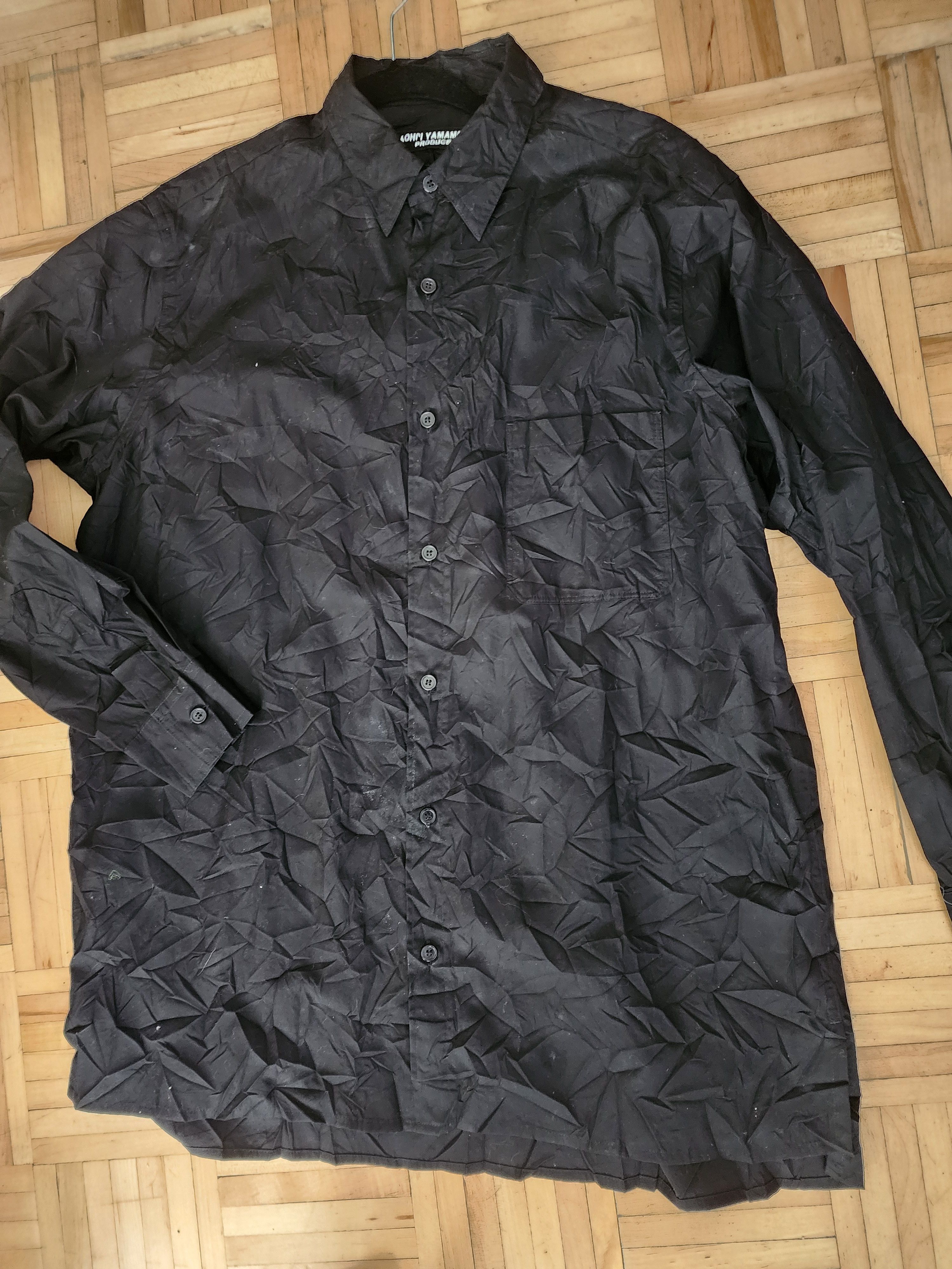 Yohji Yamamoto CRINKLE ALLOVER PROCESS BLACK COTTON Size US L / EU 52-54 / 3 - 1 Thumbnail