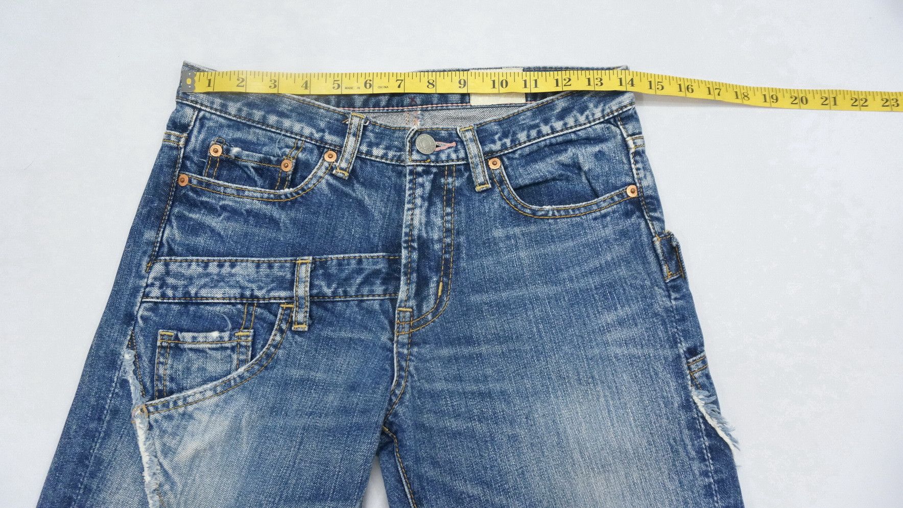 Japanese Brand ANTGAUGE Patchwork Lowrise Blue Jeans Size US 28 / EU 44 - 6 Thumbnail
