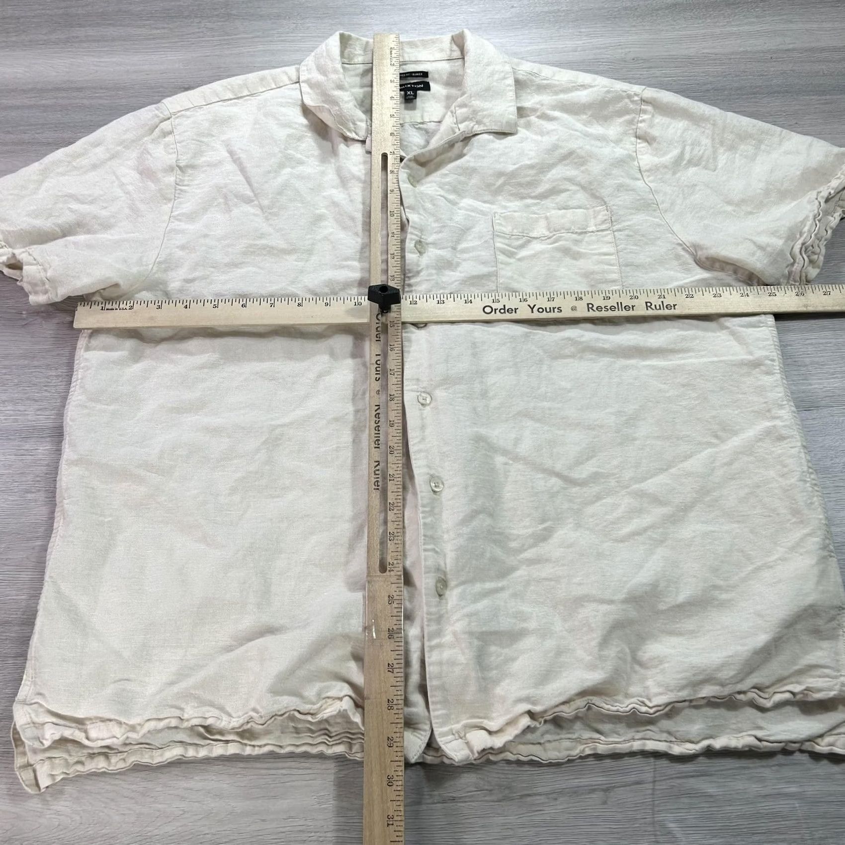 Brixton Brixton Shirt Mens XL Relaxed Fit Bunker Short Sleeve Linen Blend Button Up Size US XL / EU 56 / 4 - 5 Thumbnail