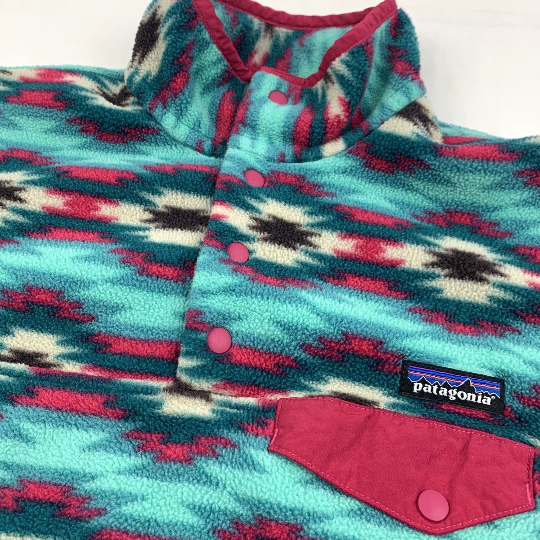 Patagonia Patagonia Synchilla Womens Medium Blue T Snap Fleece Jacket Pullover Geometric Geometric Aztec 90s Southwestern Whimsical? Size M / US 6-8 / IT 42-44 - 2 Thumbnail