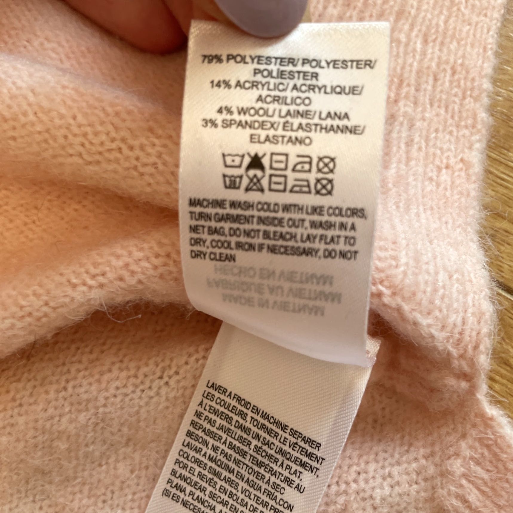 Lucky Brand Lucky Brand Sweater Women Small Pale Pink Wool Blend V-Neck Oversized Boho Lagenlook Pullover Size S / US 4 / IT 40 - 6 Thumbnail
