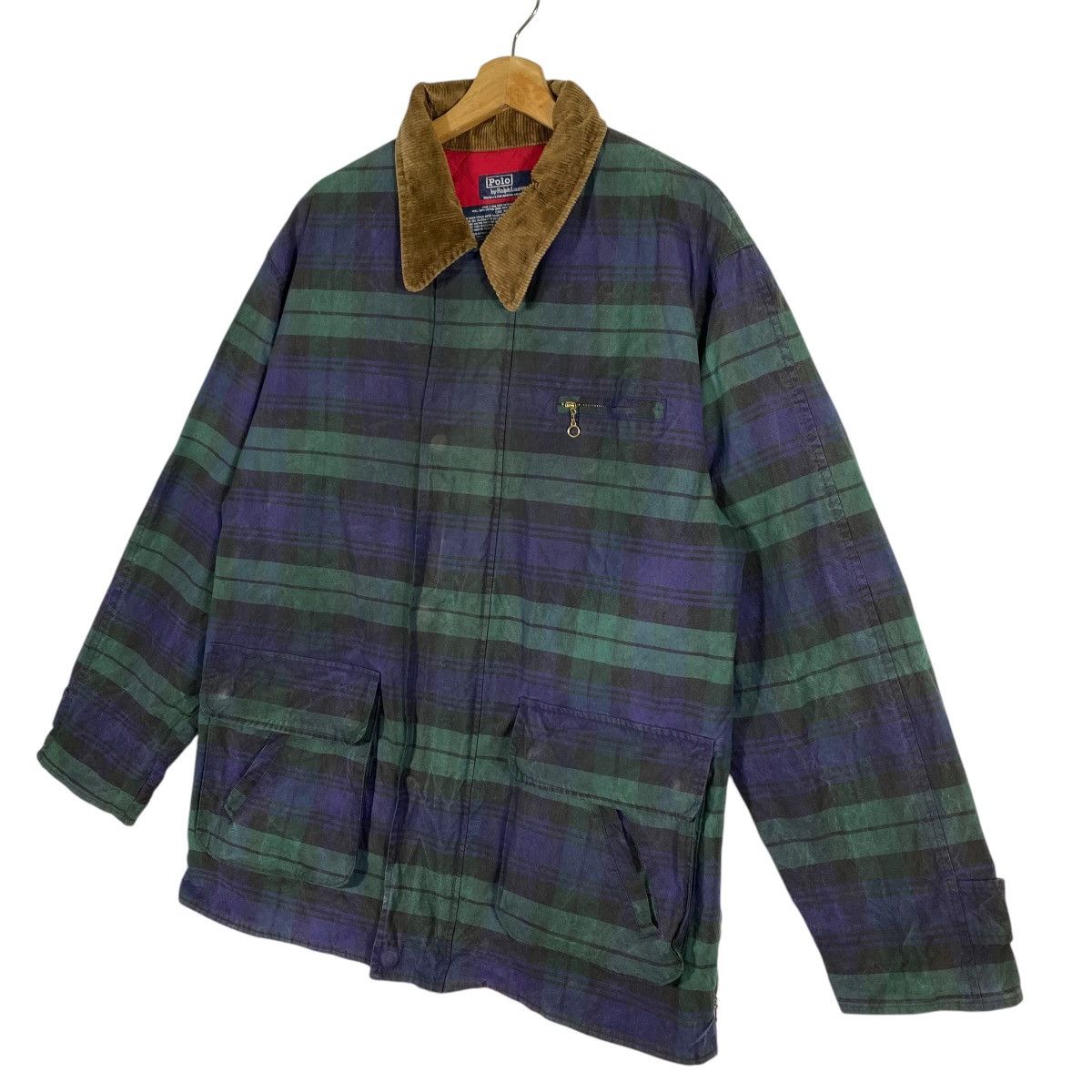 Polo Ralph Lauren × RRL Ralph Lauren × Vintage Vintage 90s Polo Ralph Lauren Oilskin Waxed Plaid Field Size US L / EU 52-54 / 3 - 3 Thumbnail