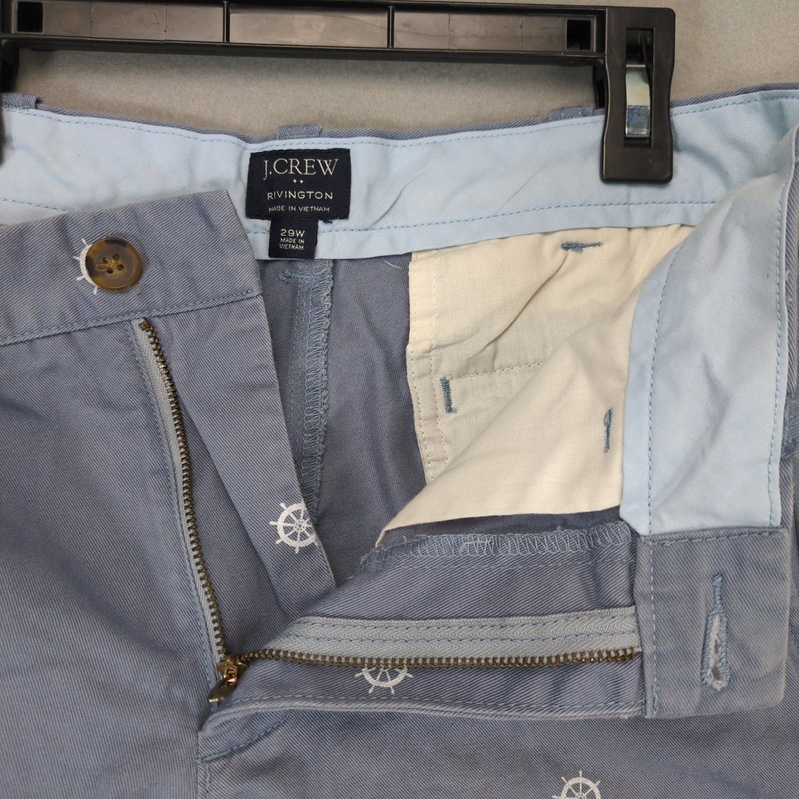 J.Crew J Crew Rivington Men's 29x10.5 Blue Nautical Chino Shorts Size US 29 - 3 Thumbnail