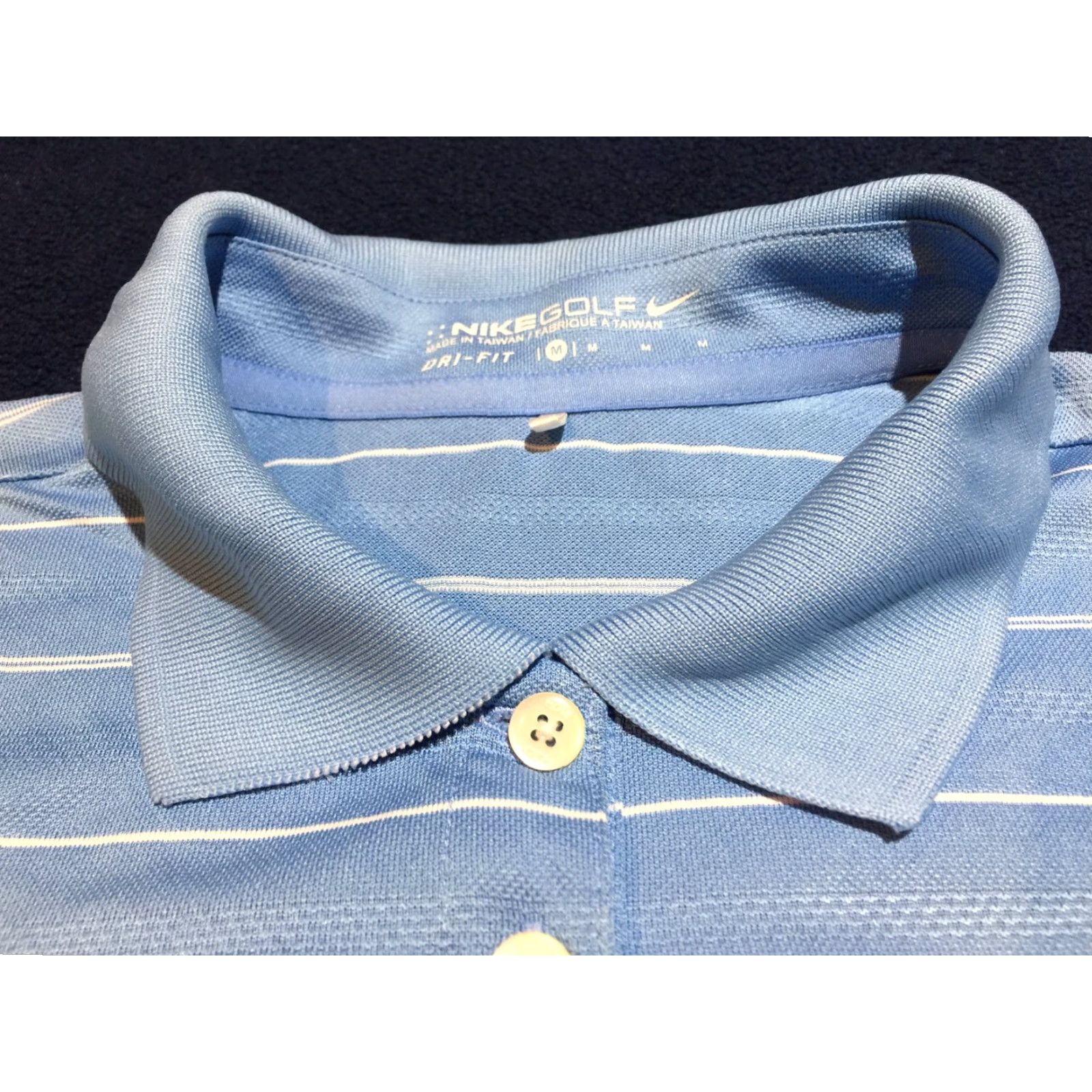 Nike Nike Golf Women's Medium Light Blue Striped Polo Shirt Dri-FIT Short Sleeve Athletic Size M / US 6-8 / IT 42-44 - 4 Thumbnail