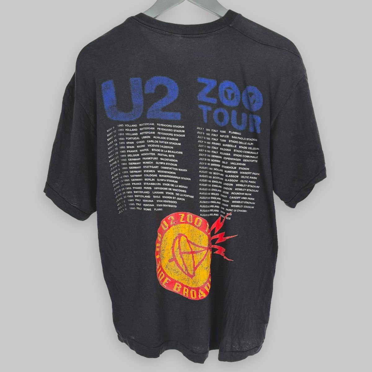 Band Tees Vintage Early 90s U2 Zoo TV Outside Broadcast Euro T Shirt Size US XL / EU 56 / 4 - 2 Thumbnail