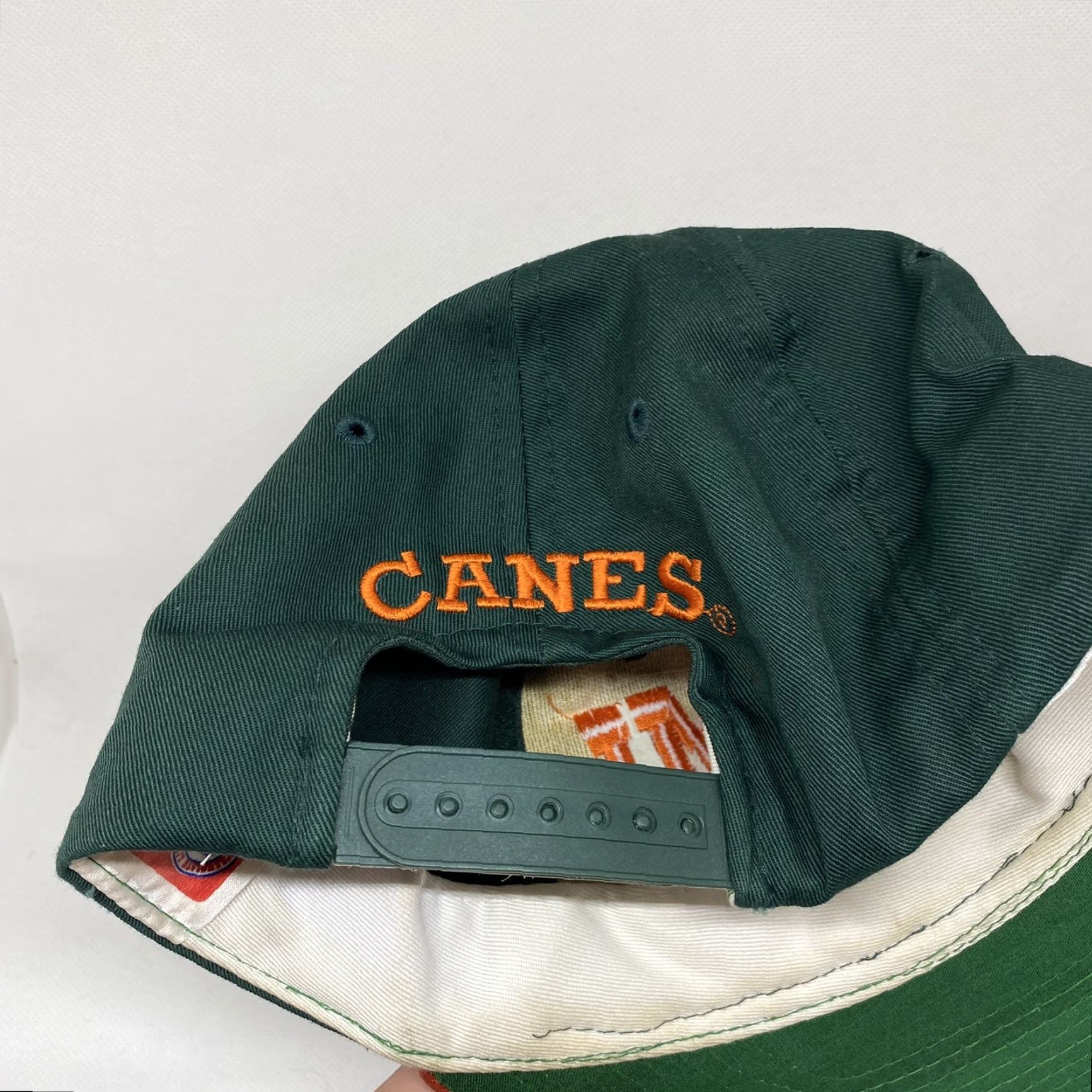 NCAA VINTAGE University of Miami Hat Cap Hurricanes Canes NCAA Snapback Baseball Cap Men's Adjustable Green 90s Logo Size ONE SIZE - 6 Thumbnail