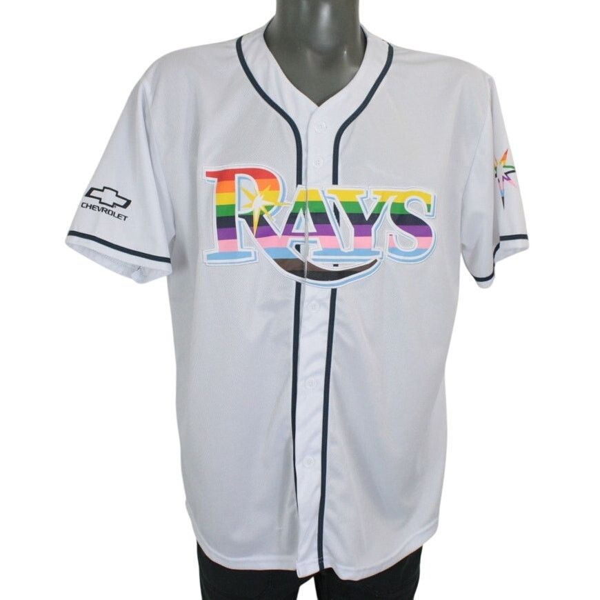 MLB Tampa Bay Rays Gay Pride Rainbow Promotional White Jersey Size US XL / EU 56 / 4 - 1 Thumbnail