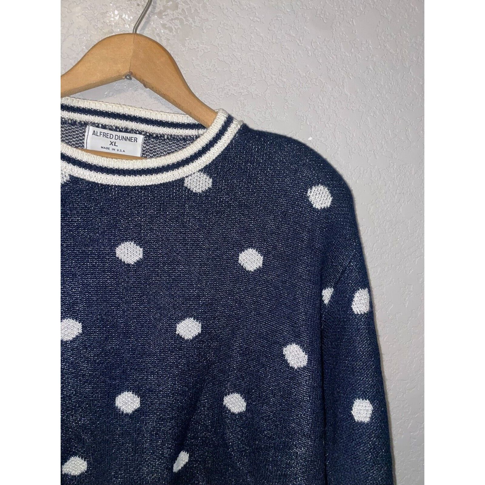 Vintage Vintage Alfred Dunner Polka Dot Sweater Blue VTG 90s XL Size XL / US 12-14 / IT 48-50 - 2 Thumbnail