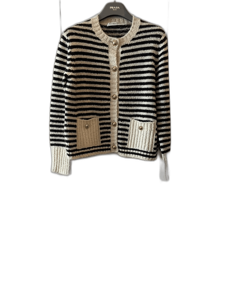 Dior Striped Cardigan Sweater Coat