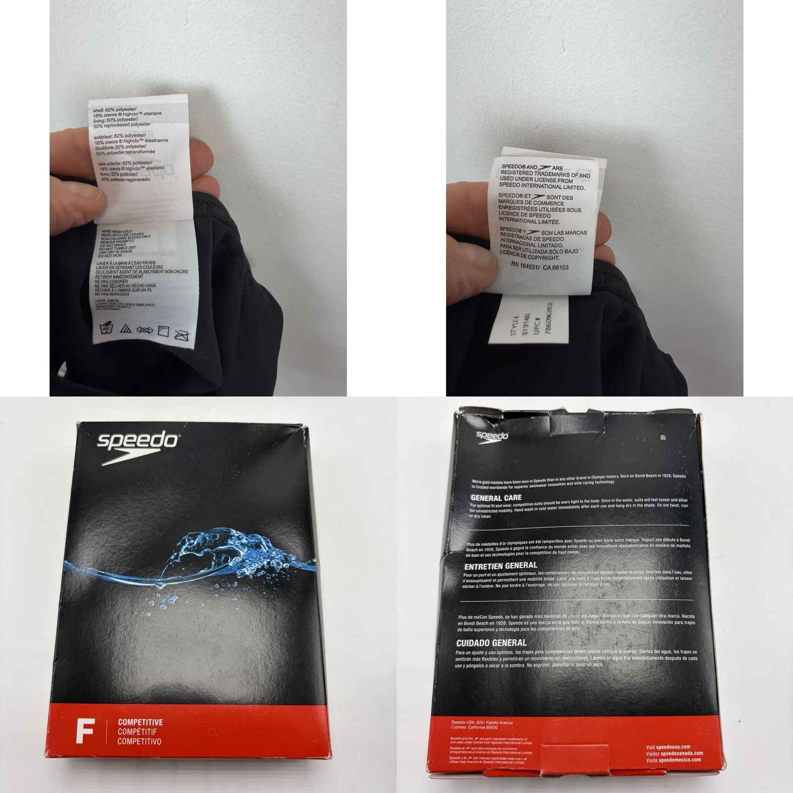 Speedo Speedo Womens One Piece Swimsuit Size 6/32 Black Competition F New In Box New Size ONE SIZE - 8 Thumbnail