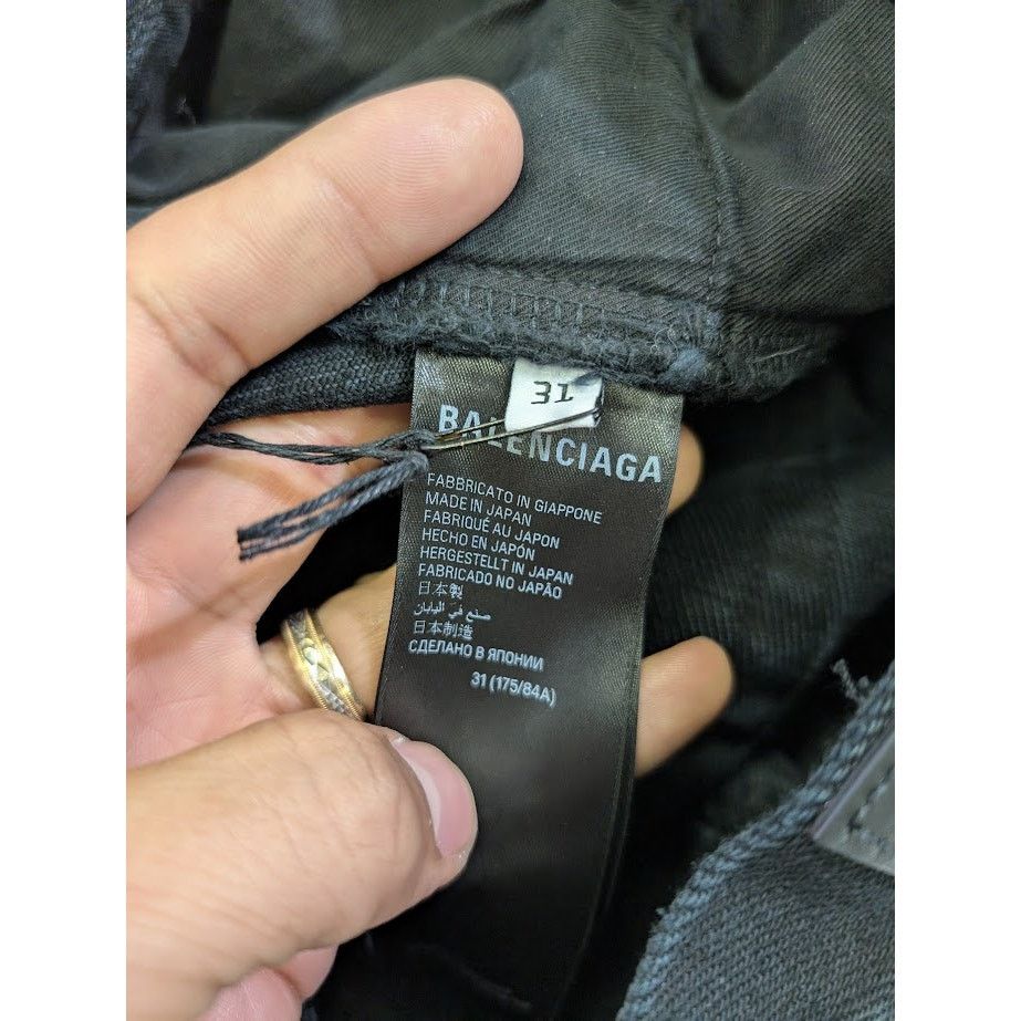 Balenciaga o1rshd1 Japanese Heavy Denim Pants in Pitch Black Size US 31 - 17 Thumbnail