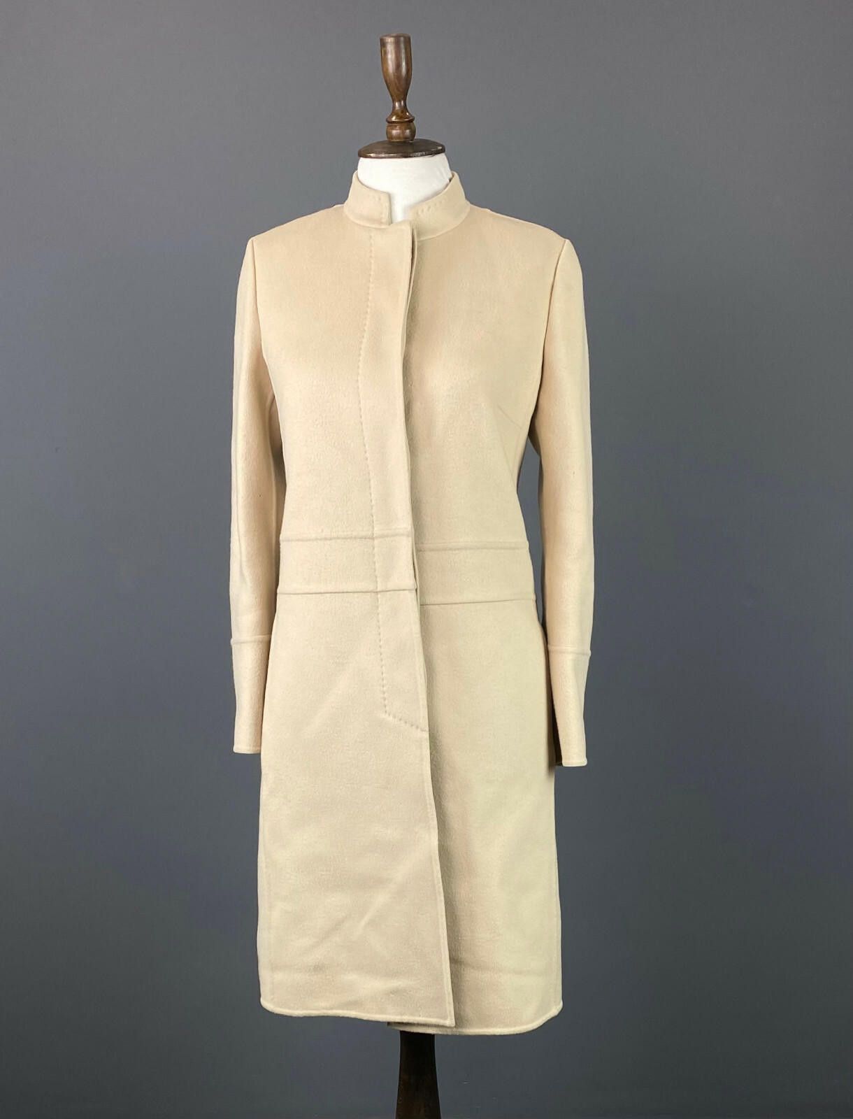 Ladies Burberry London Beige Wool Button Down Coat Size 52